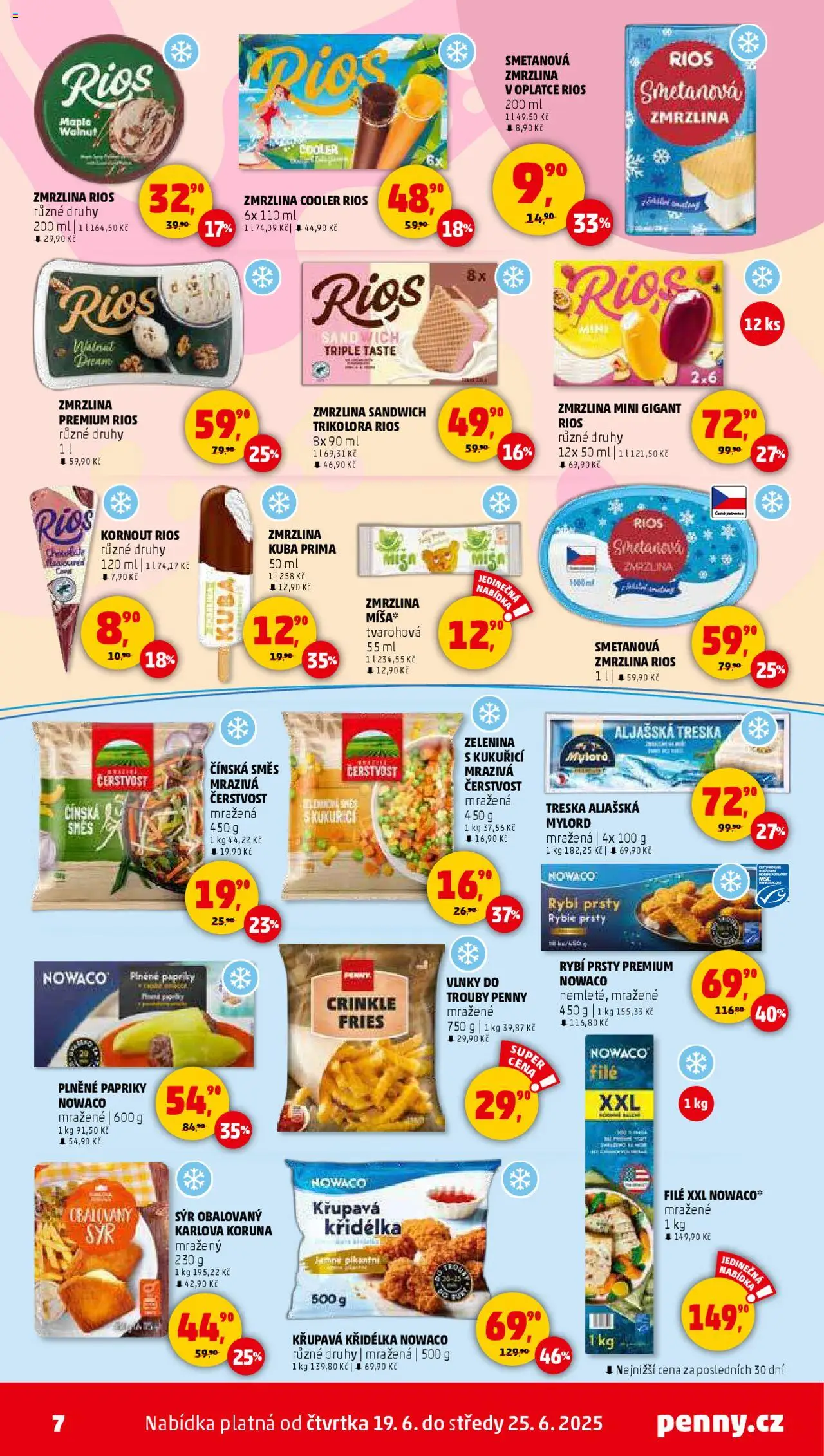 Penny Market leták - Čtvrtečník od 19.06.2025 | Strana: 7 | Produkty: Zmrzlina, Rios, Rios zmrzlina, File