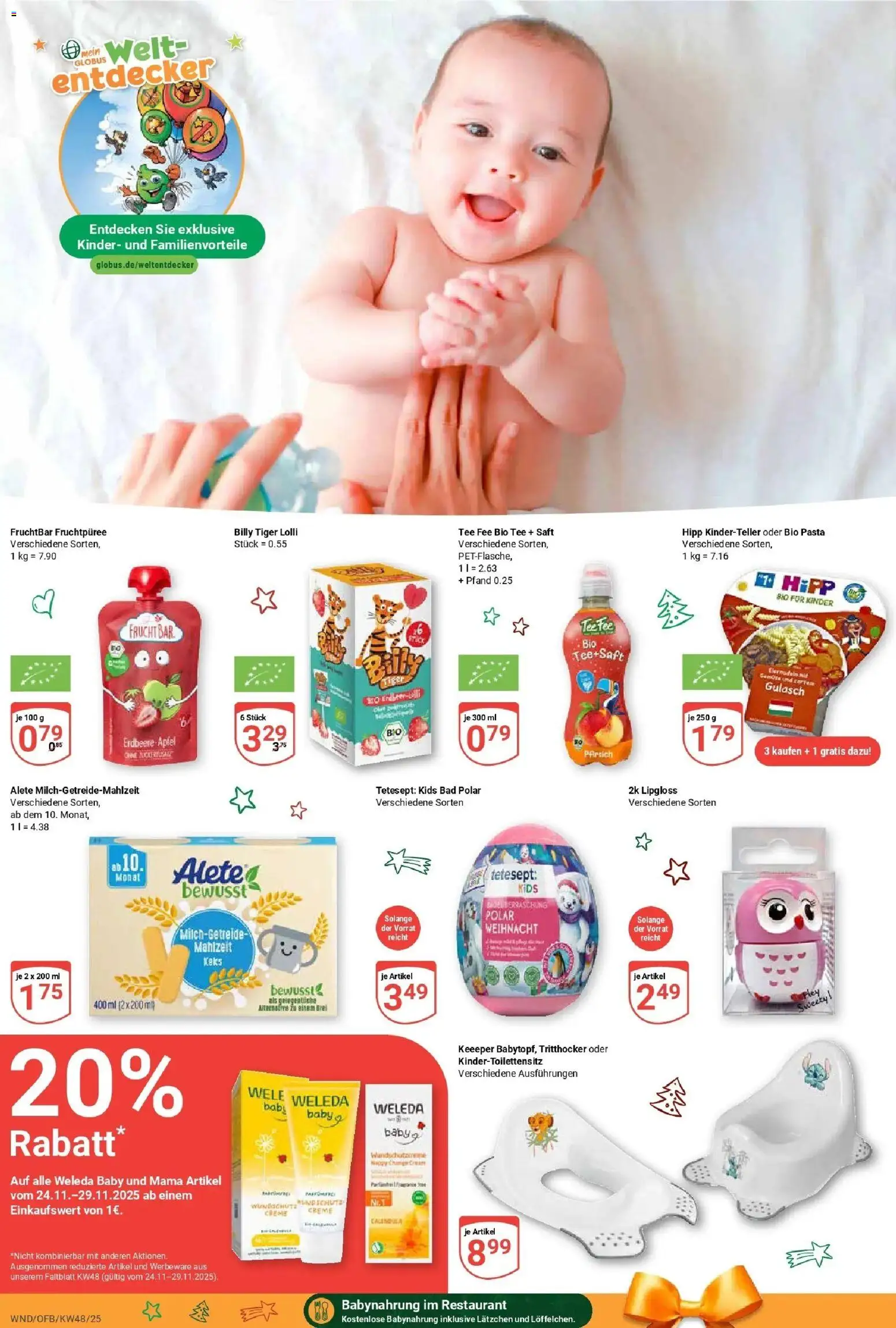 Globus prospekt St. Wendel	 – gültig ab 23.11.2025 | Seite: 23 | Produkte: Bad, Lipgloss, Babynahrung, Tee