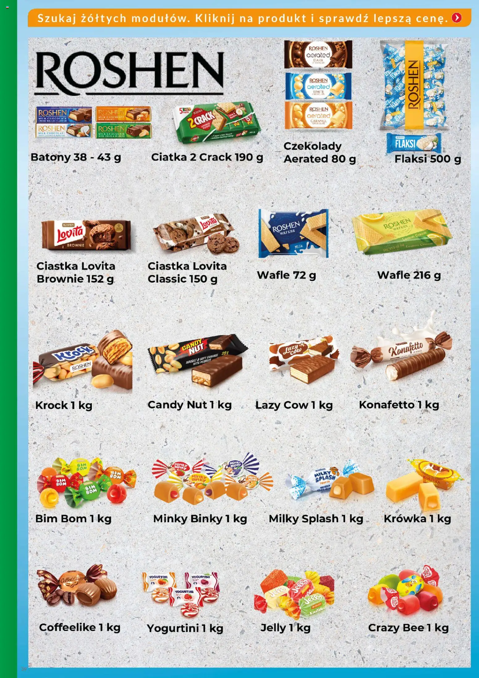 Eurocash Gazetka - Katalog Artykułów Spożywczych od 14.12.2025 | Strona: 39 | Produkty: Czekolady, Wafle, Brownie, Ciastka