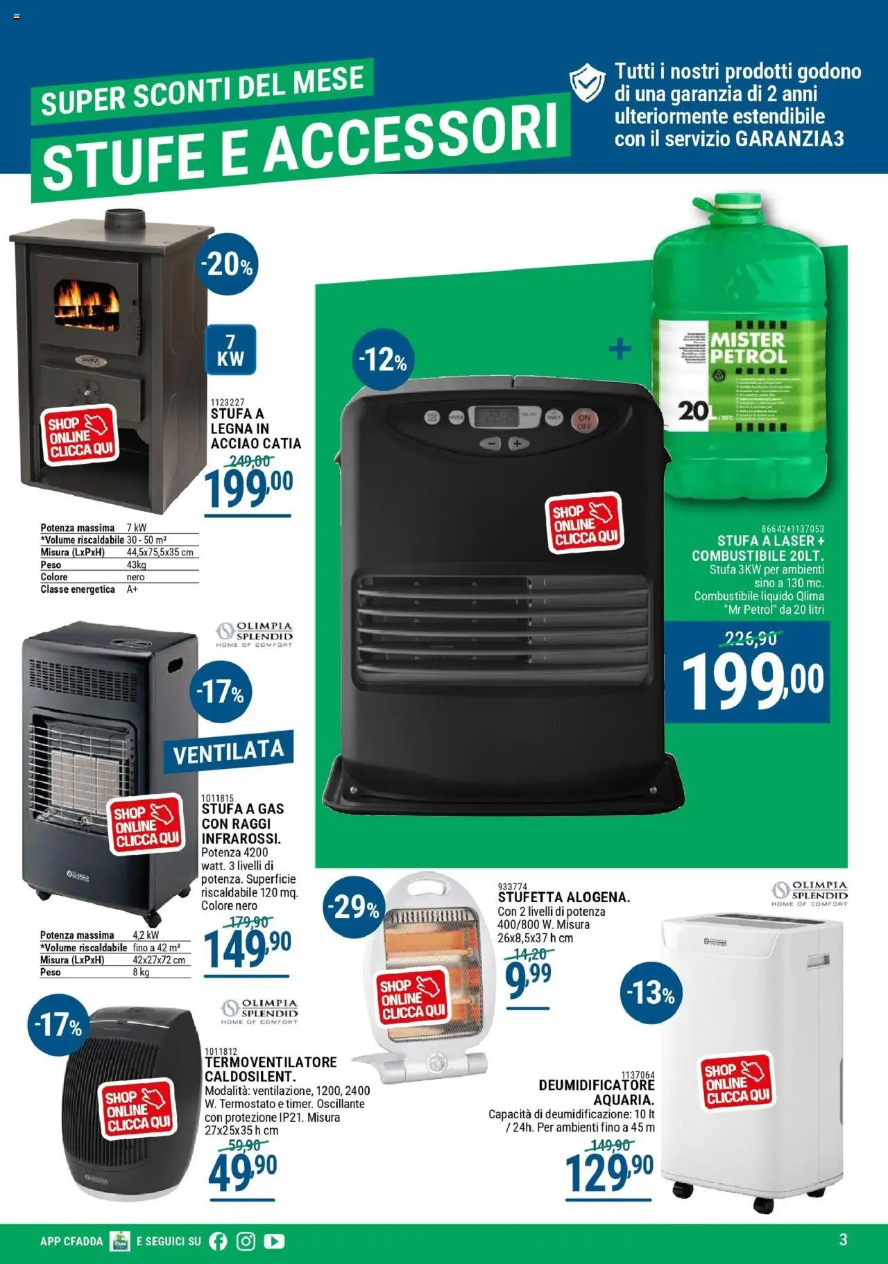 Volantino CFadda del 02.10.2025 | Pagina: 3 | Prodotti: Deumidificatore, Stufa, Stufa a gas