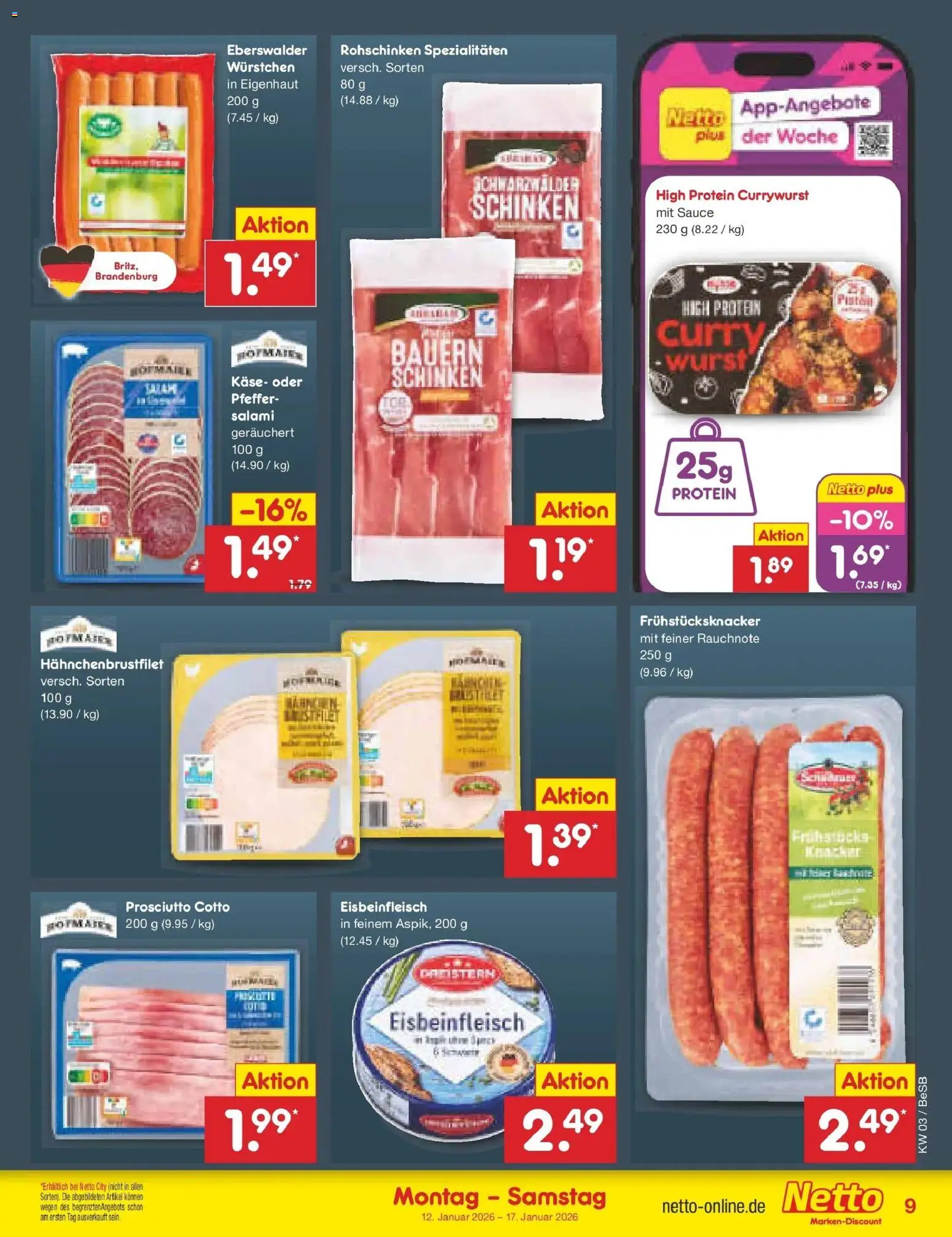 Netto Marken-Discount prospekt Kremmen	 – gültig ab 12.01.2026 | Seite: 9 | Produkte: Pfeffer, Wurst, Salami, Schinken