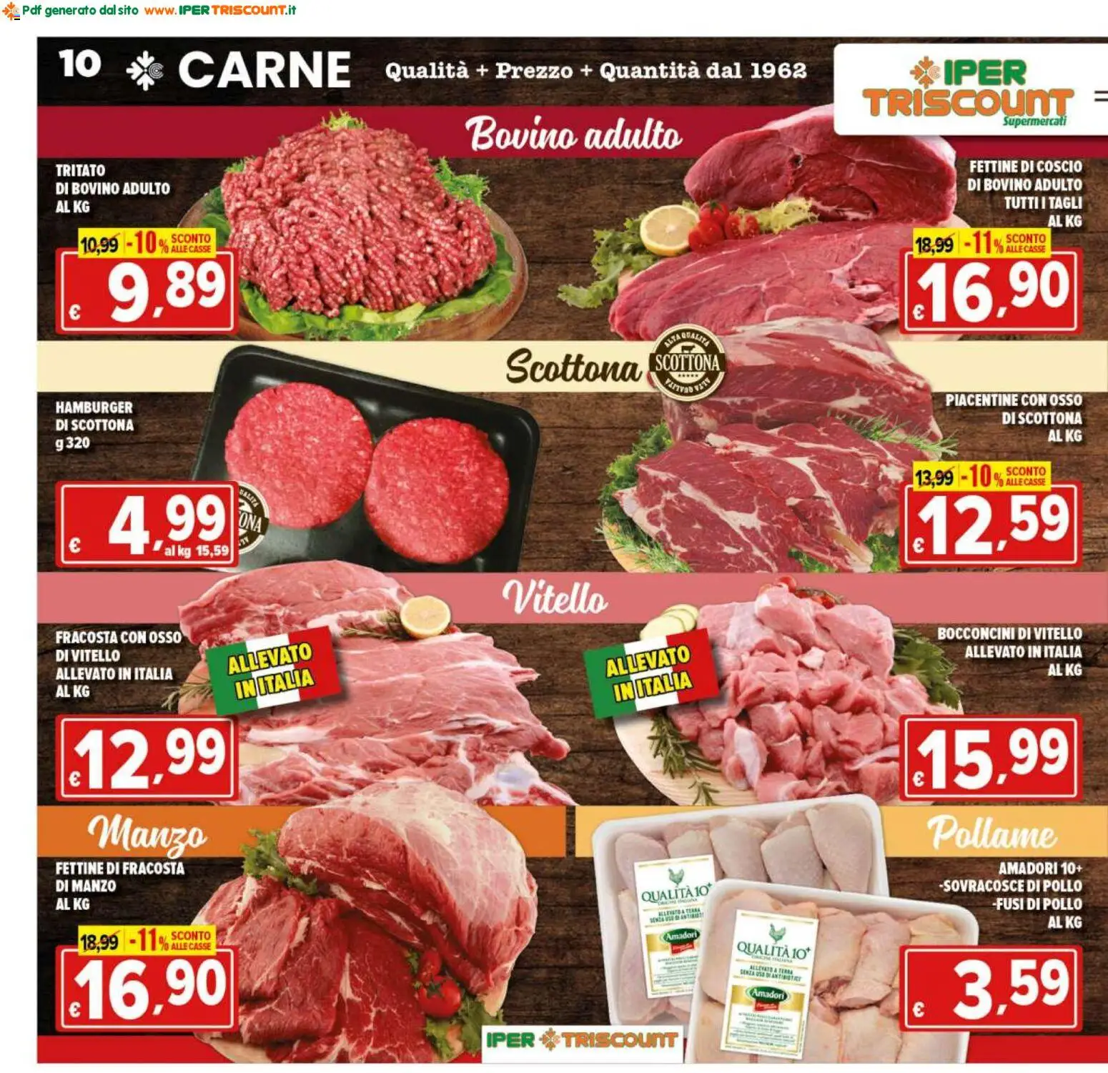 Volantino Ipertriscount del 13.02.2026 | Pagina: 10 | Prodotti: Bovino, Pollo, Manzo, Vitello