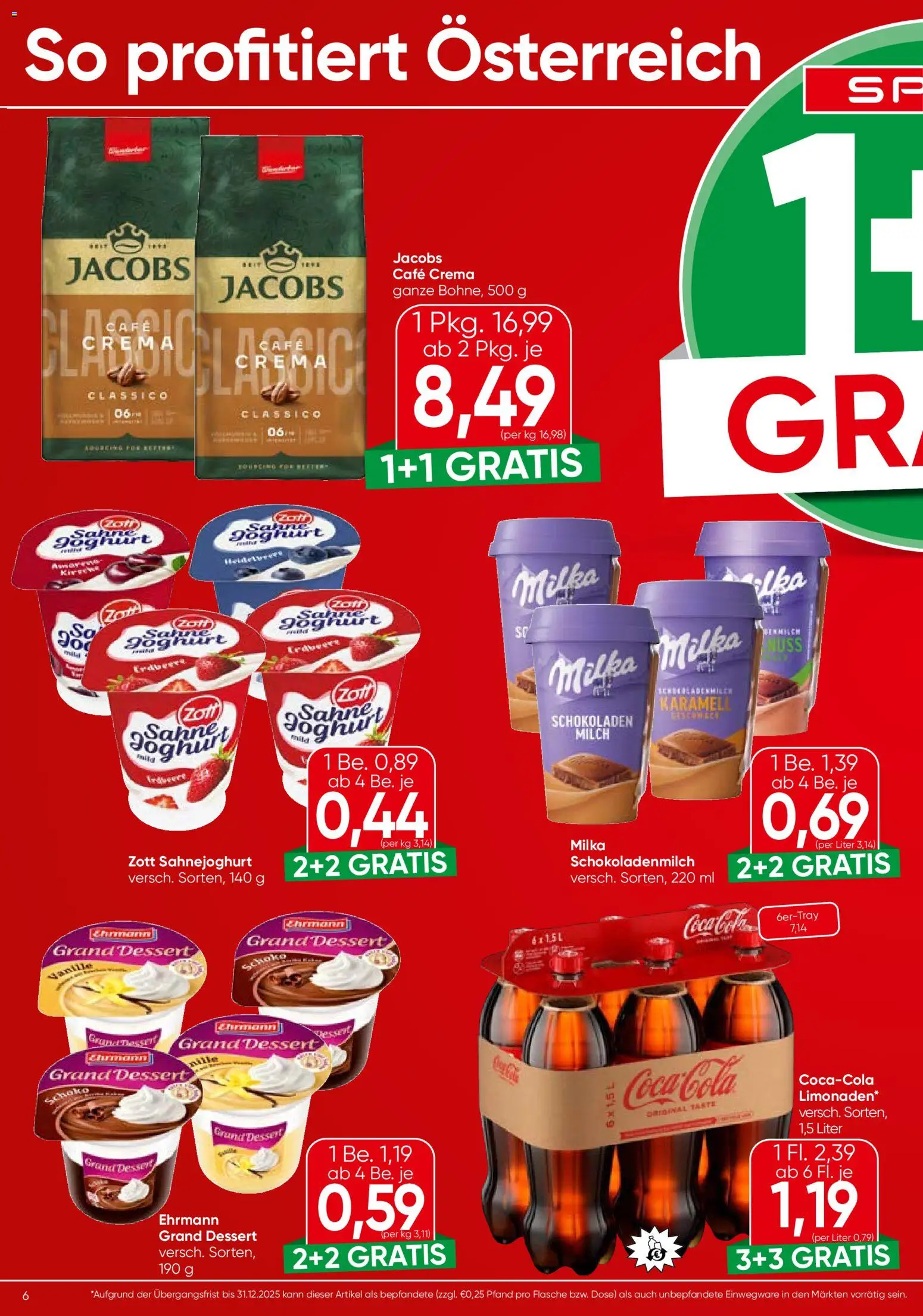 Spar Flugblatt - Vorarlberg gültig ab 06.11.2025 | Seite: 6 | Produkte: Sahne, Milch, Joghurt