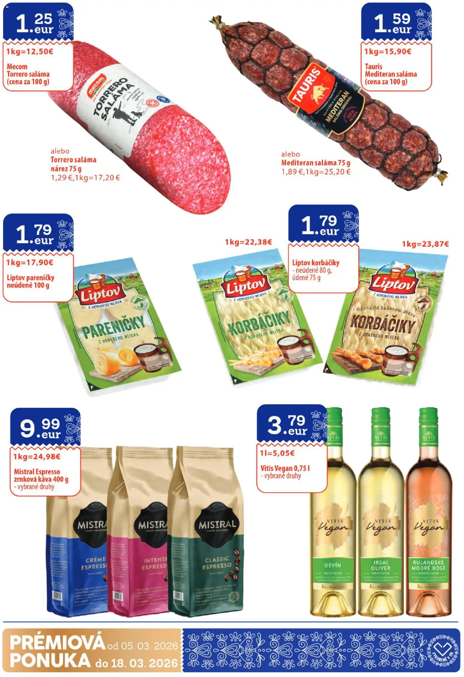 Nové Sintra akcie – leták je platný od 05.03.2026 | Strana: 28 | Produkty: Káva, Saláma, Zrnková káva