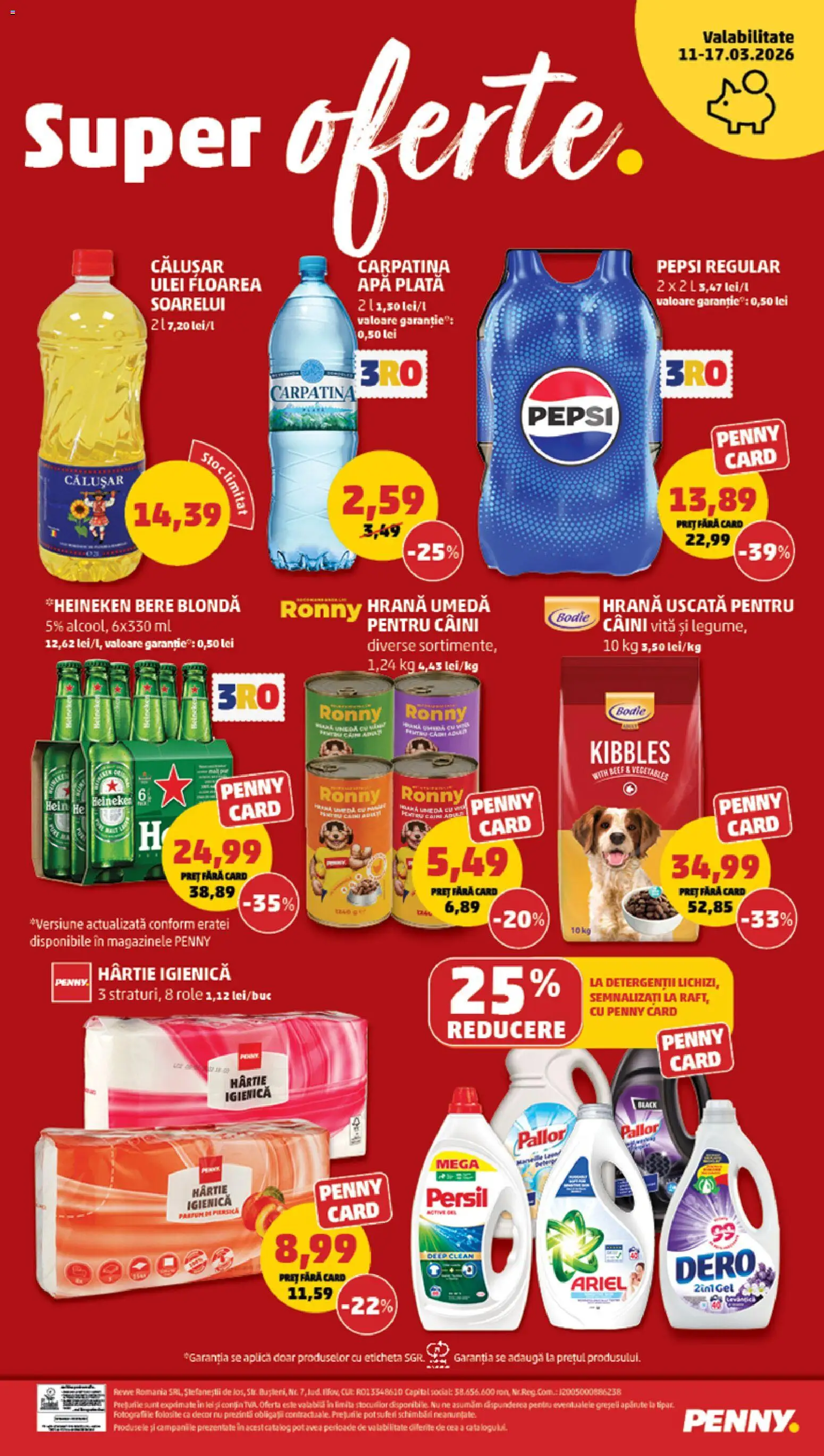 Noul catalog PENNY – valabil de la 11.03.2026 | Pagină: 20 | Produse: Role, Ulei, Detergent, Apă