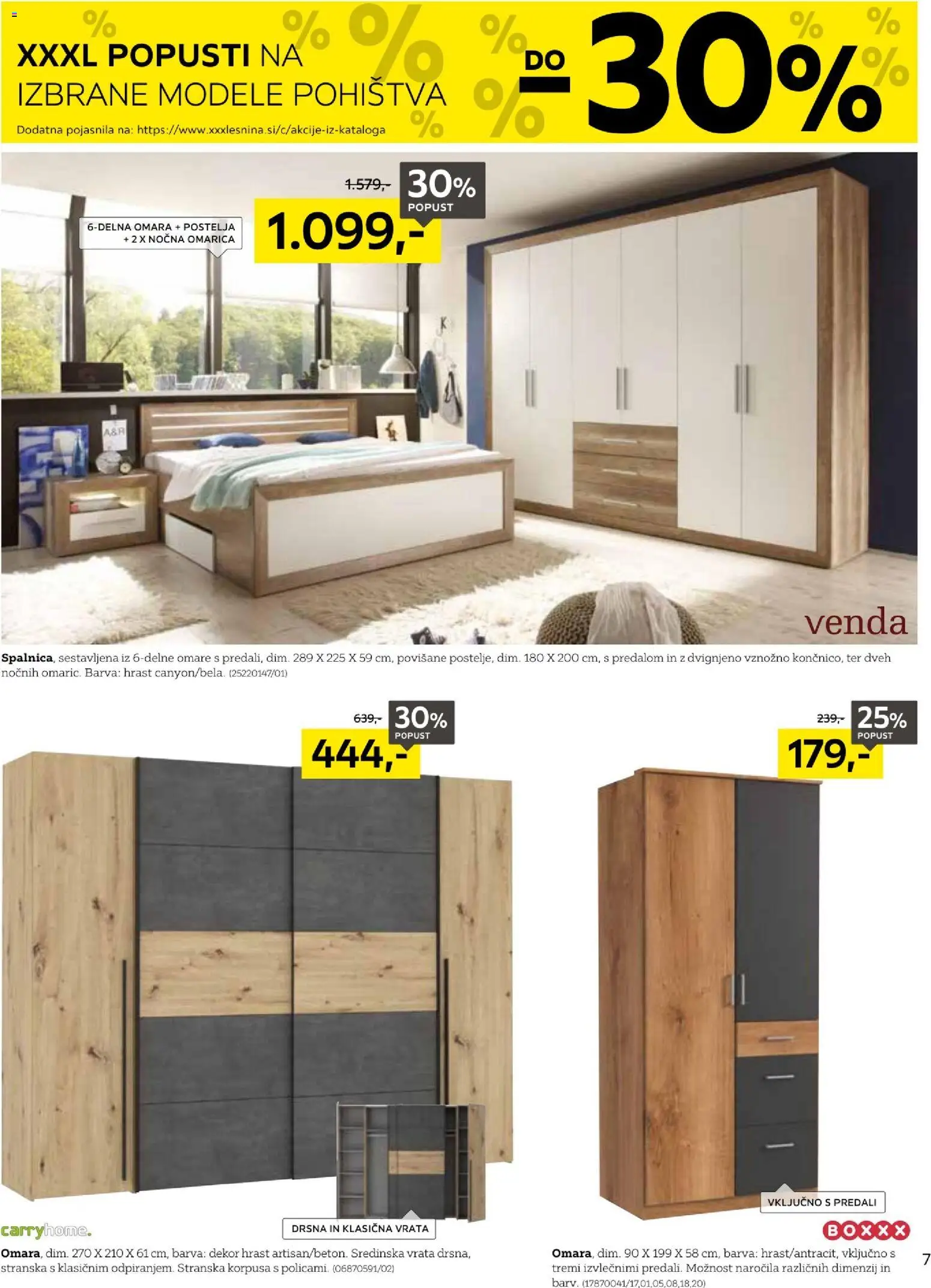 Novi XXXL Lesnina katalog ponudbe – veljaven od 19.01.2026 | Stran: 7 | Izdelki: Postelja, Omara, Nocna omarica, Vrata