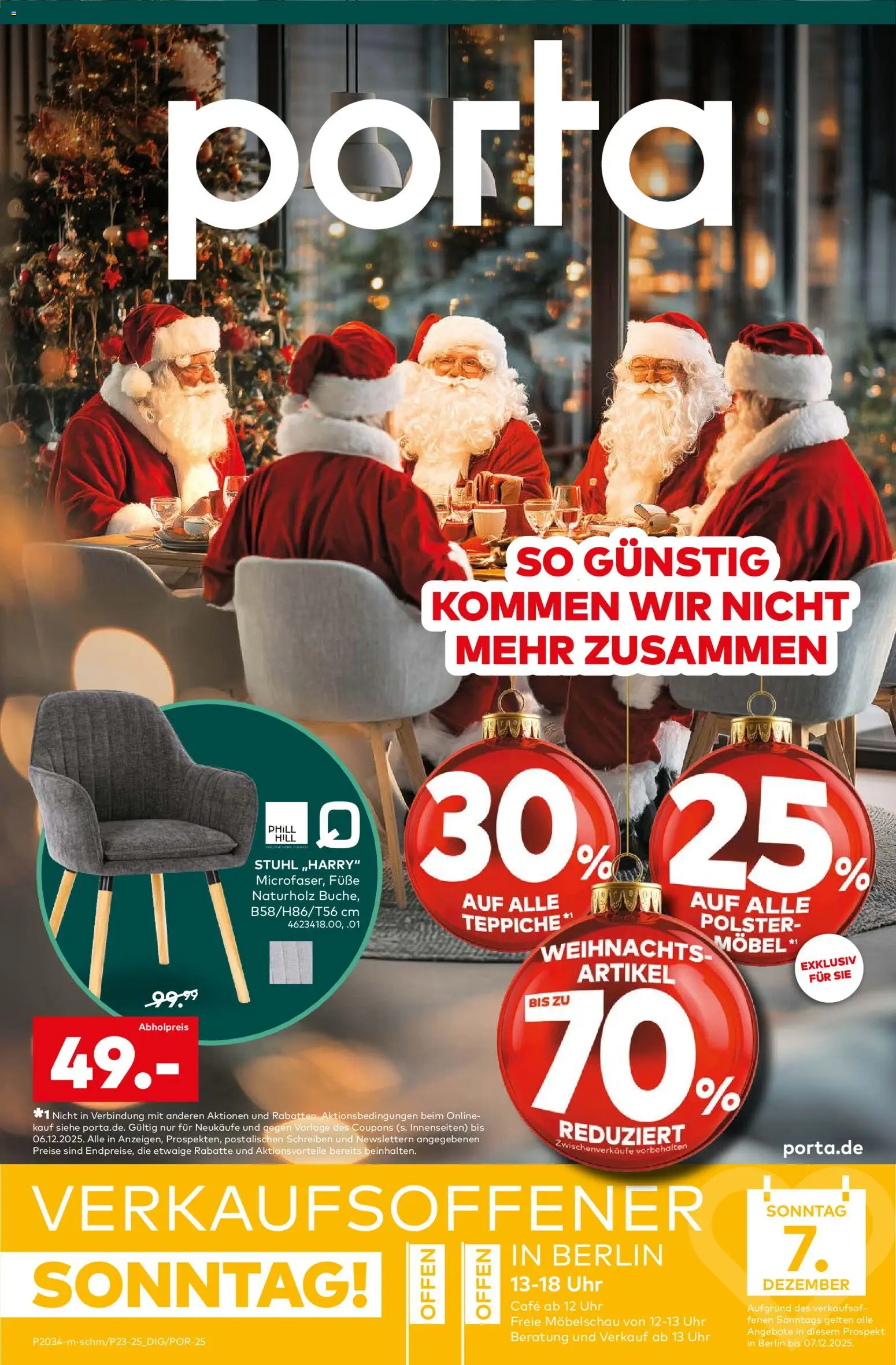 Porta! Prospekt Vorweihnachtszeit Berlin – gültig ab 01.12.2025 | Seite: 1 | Produkte: Stuhl, Uhr