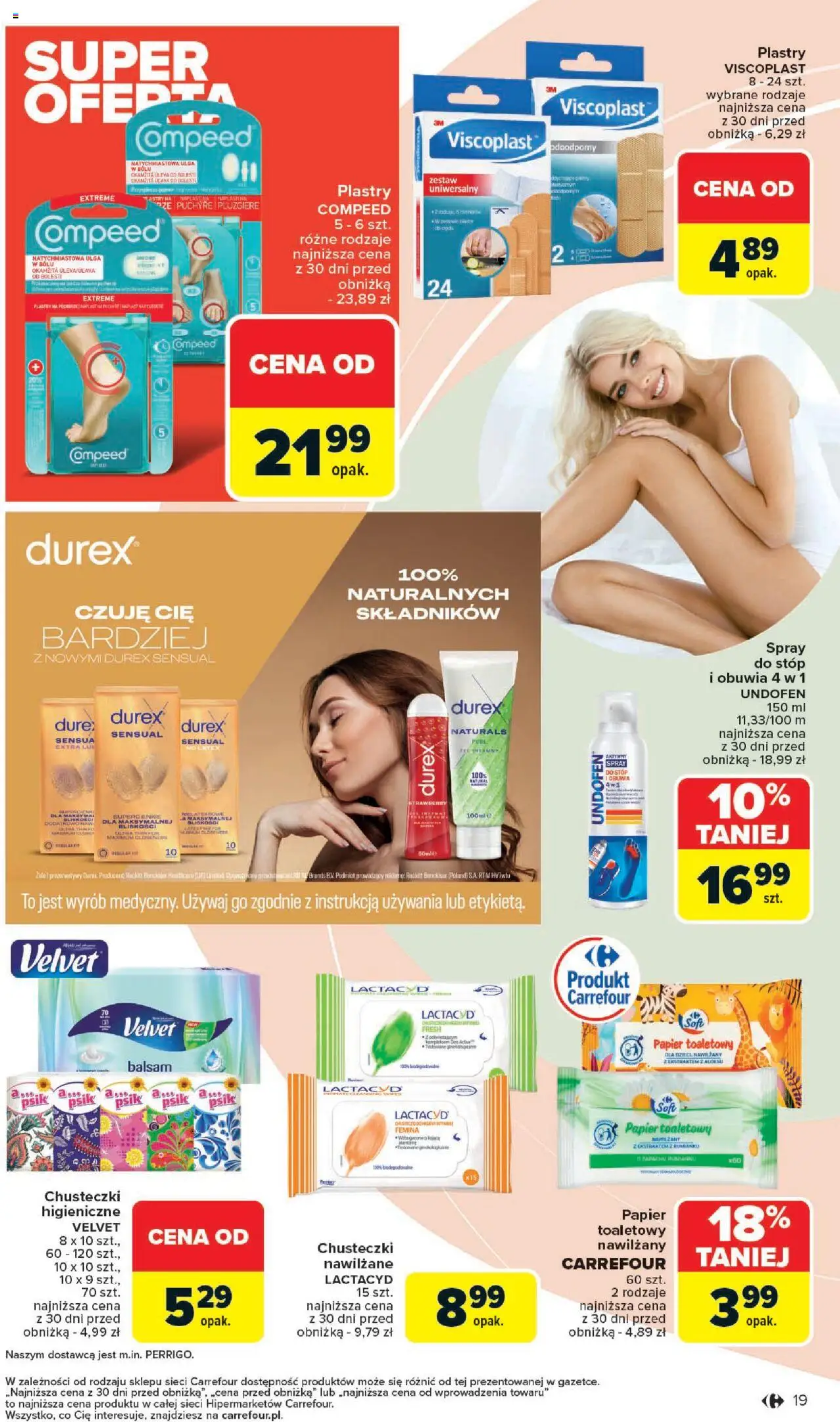 Carrefour Gazetka - Zadbać o siebie od 18.08.2025 | Strona: 19 | Produkty: Prezerwatywy, Papier toaletowy, Chusteczki higieniczne, Spray do stóp