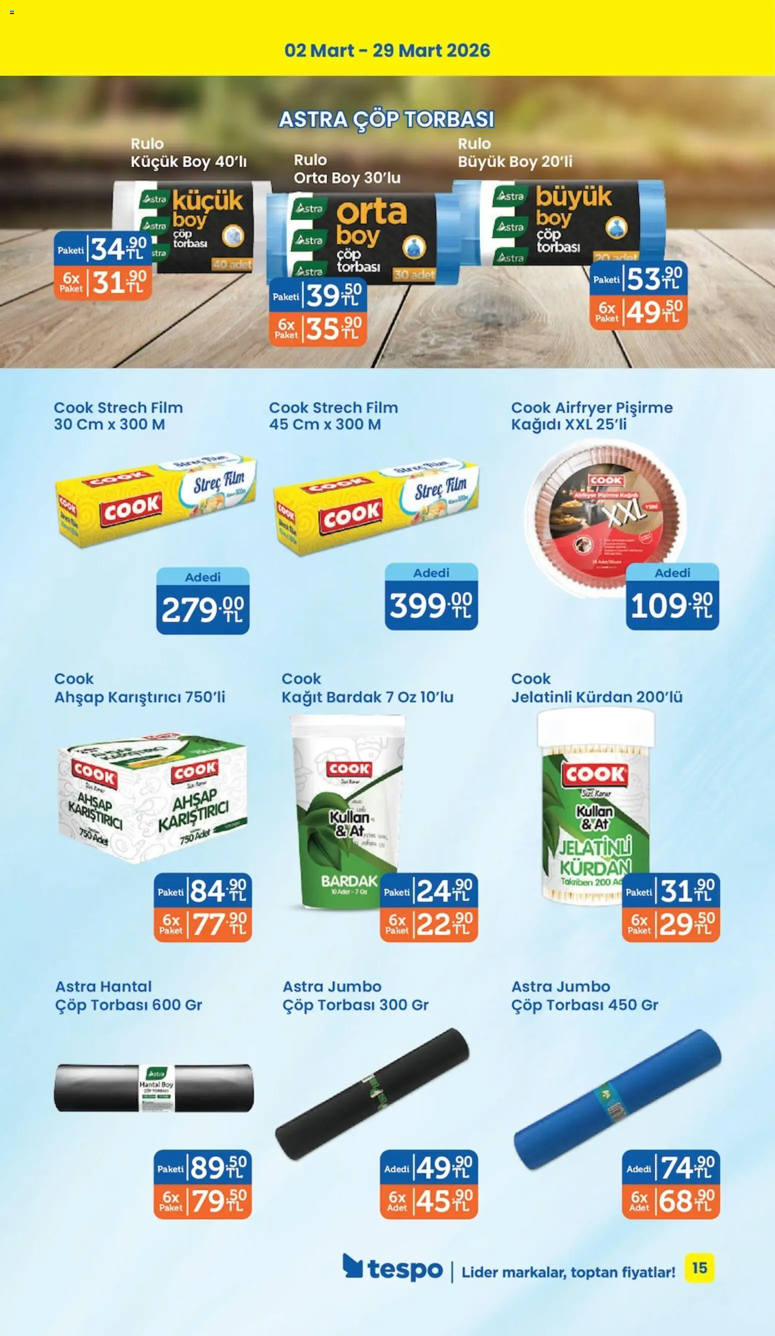 Tespo Katalog - 02.03.2026 tarihinden itibaren geçerlidir | Sayfa: 15 | Ürünler: Karıştırıcı, Çöp torbası, Zselatin