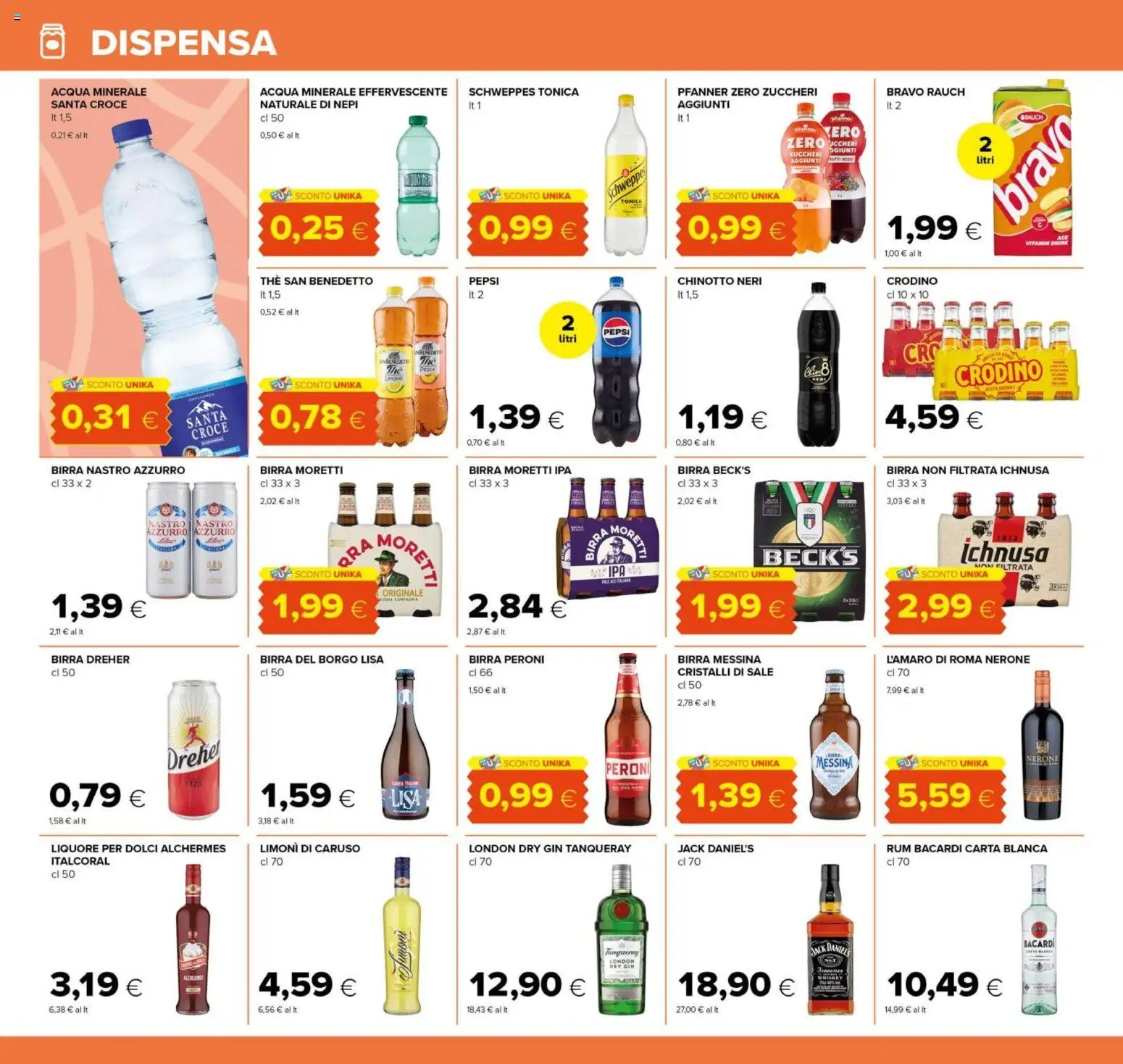 Volantino Tigre del 07.04.2026 | Pagina: 16 | Prodotti: Gin, Acqua, Birra Moretti, Pepsi