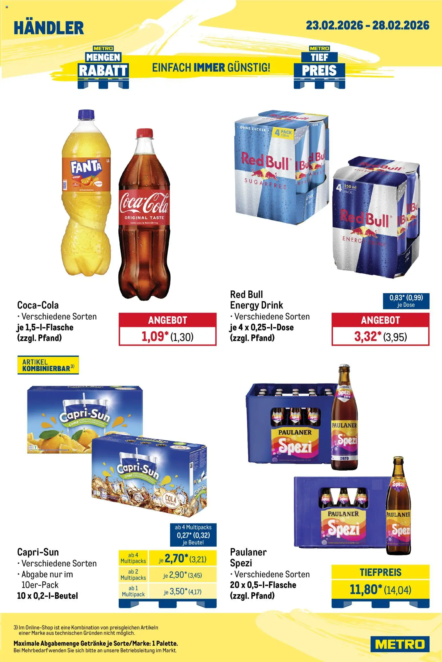 Metro Wochen-Angebote Händler – gültig ab 23.02.2026 | Seite: 3 | Produkte: Red bull, Capri sun, Energy, Zucker