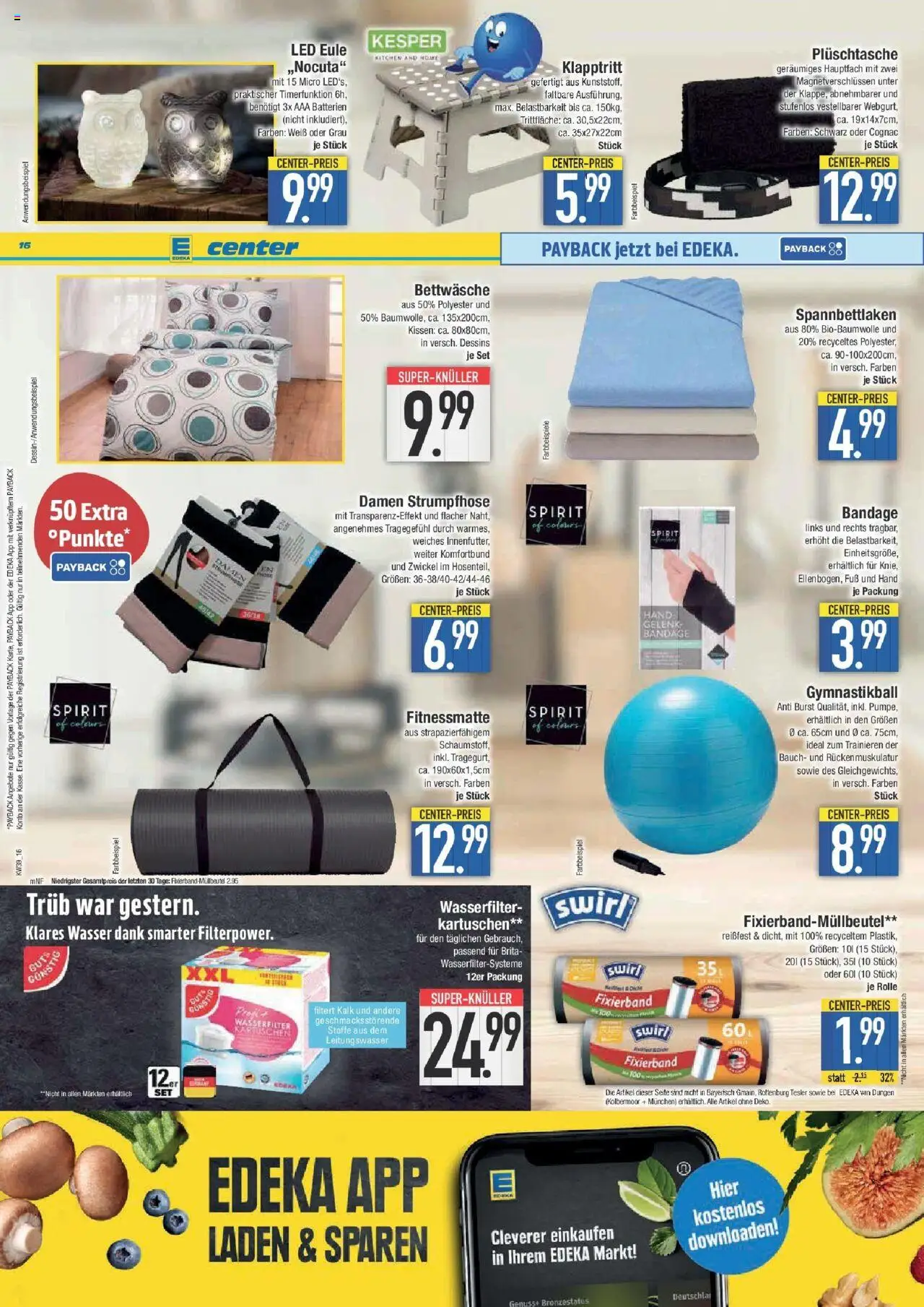 Edeka prospekt Weißenburg	 – gültig ab 21.09.2025 | Seite: 16 | Produkte: Kissen, Batterien, Bettwäsche, Wasser