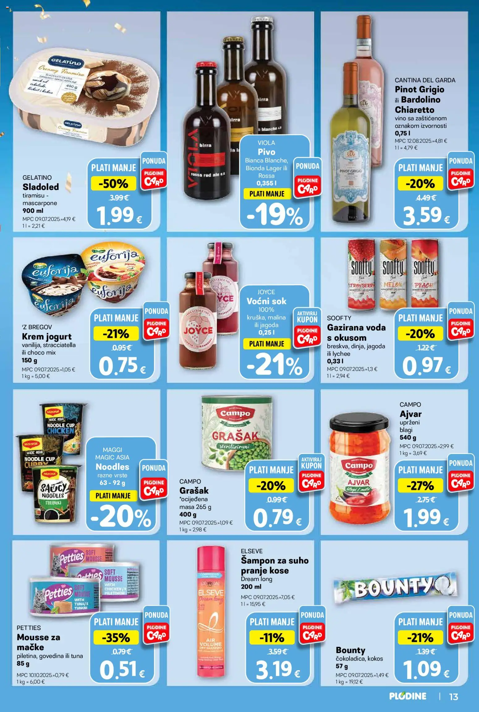 Plodine katalog | vrijedi od 11.03.2026 | Stranica: 13 | Proizvodi: Jogurt, Vino, Ajvar, Grašak