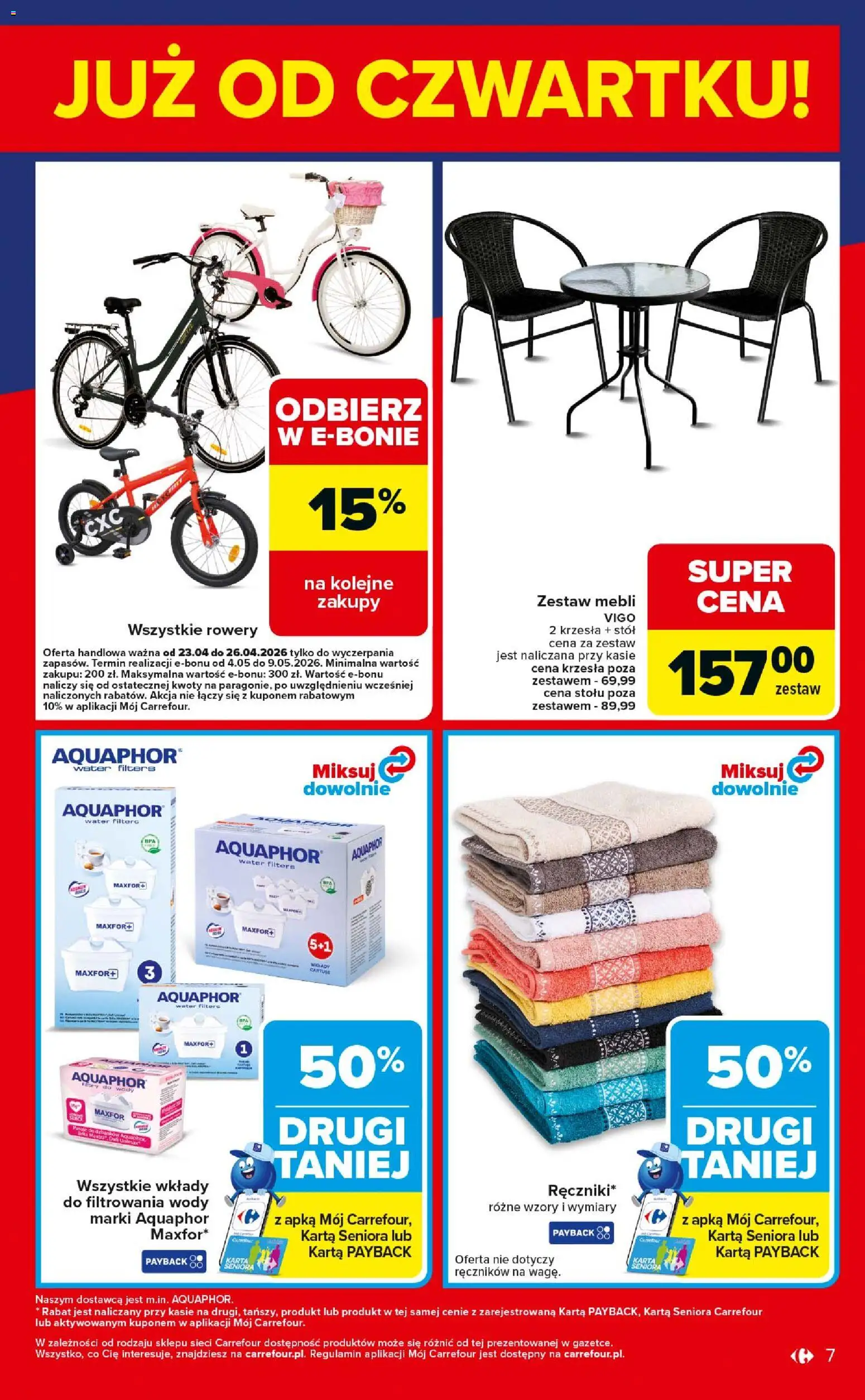 Carrefour gazetka - Weekend okazji od 23.04.2026 | Strona: 7 | Produkty: Karta, Stół