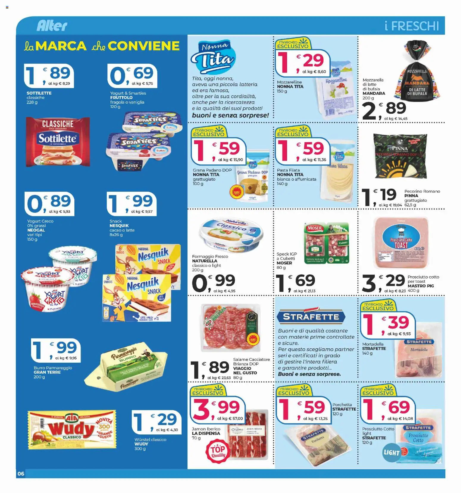 Volantino Alter Discount del 30.10.2025 | Pagina: 6 | Prodotti: Prosciutto Cotto, Latte, Formaggio, Pecorino
