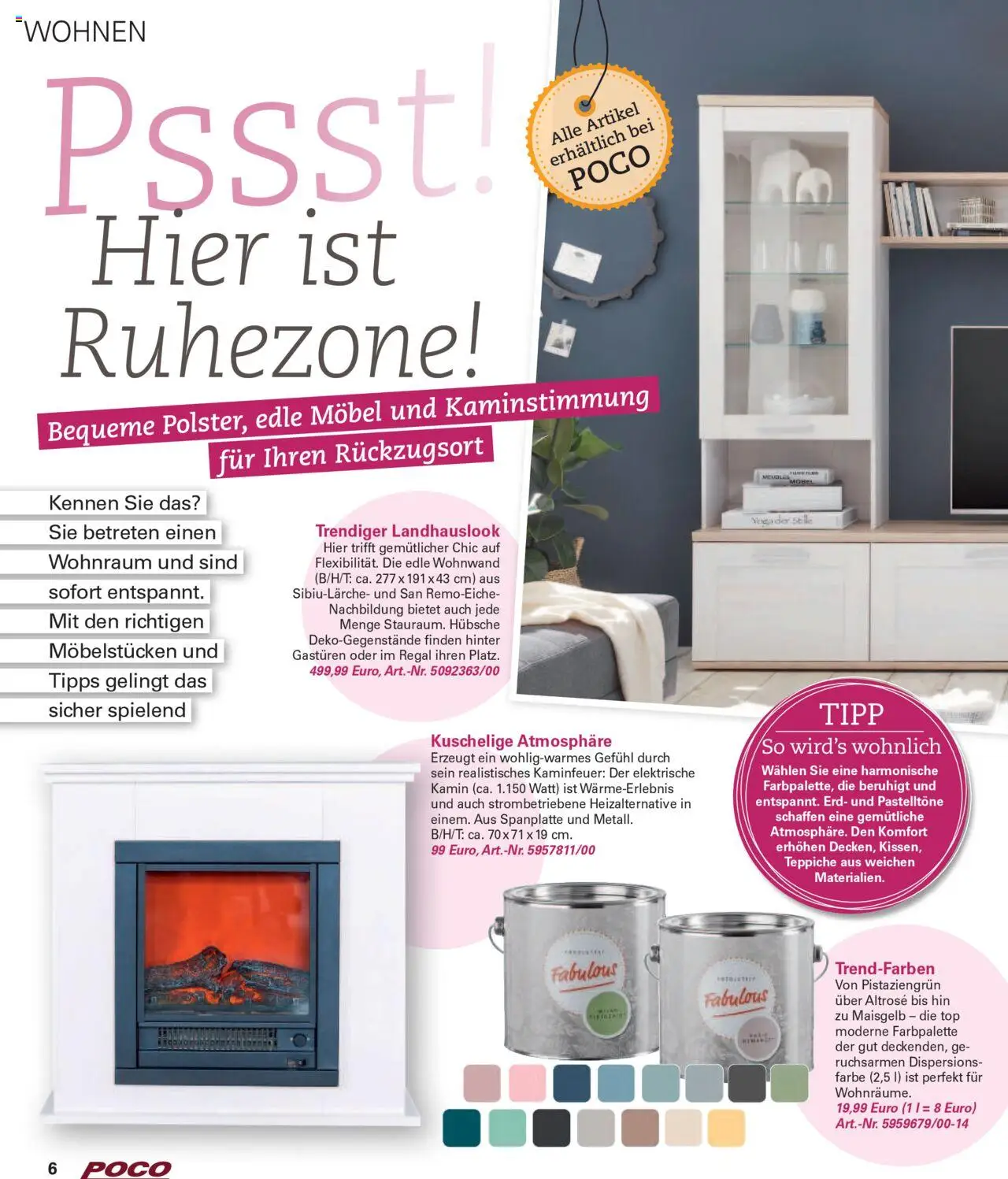 Poco Wohnwelt Herbst 2025 – gültig ab 01.09.2025 | Seite: 6 | Produkte: Top, Wohnwand, Kamin, Regal
