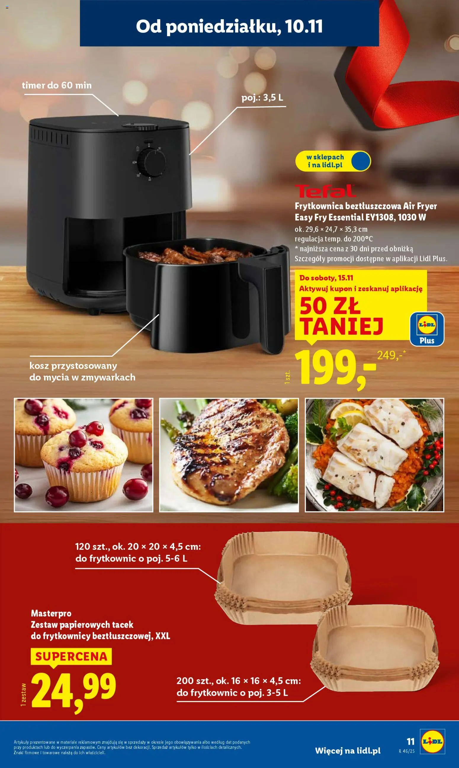 Lidl Katalog od 10.11.2025 | Strona: 15 | Produkty: Frytkownica, Frytkownica beztłuszczowa, Kosz, Tefal