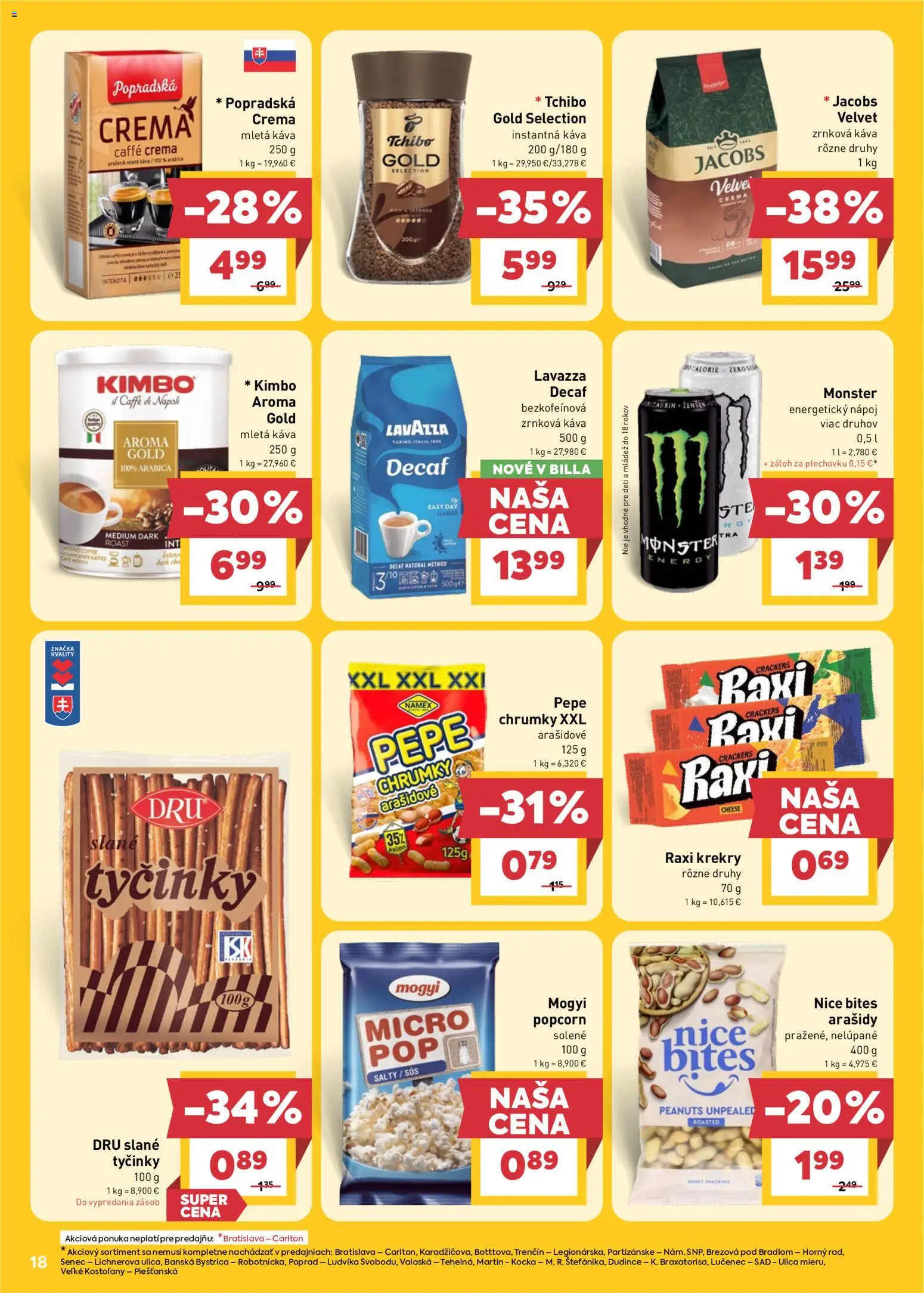 Nové Billa akcie – leták je platný od 29.04.2026 | Strana: 20 | Produkty: Káva, Lavazza, Arašidy, Energetický nápoj