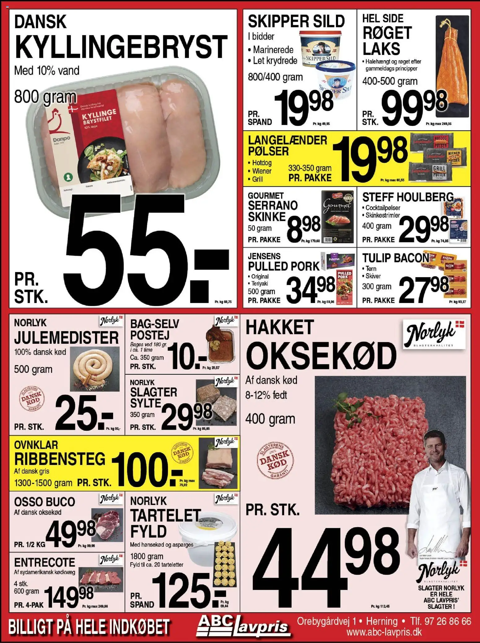 Abc Lavpris tilbudsavis – gyldig fra 12.11.2025 | Side: 3 | Produkter: Pølser, Oksekød, Sild, Tarteletter