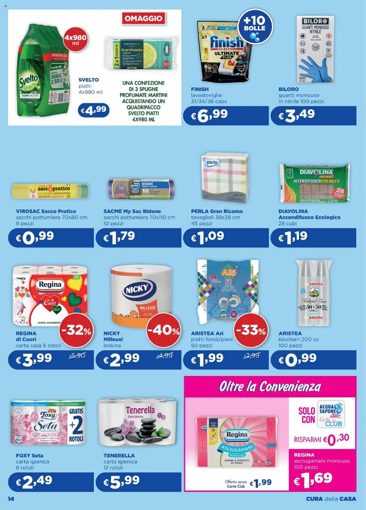 Volantino Acqua e Sapone del 26.02.2026 | Pagina: 14 | Prodotti: Carta igienica, Sapone, Lavastoviglie, Pattumiera