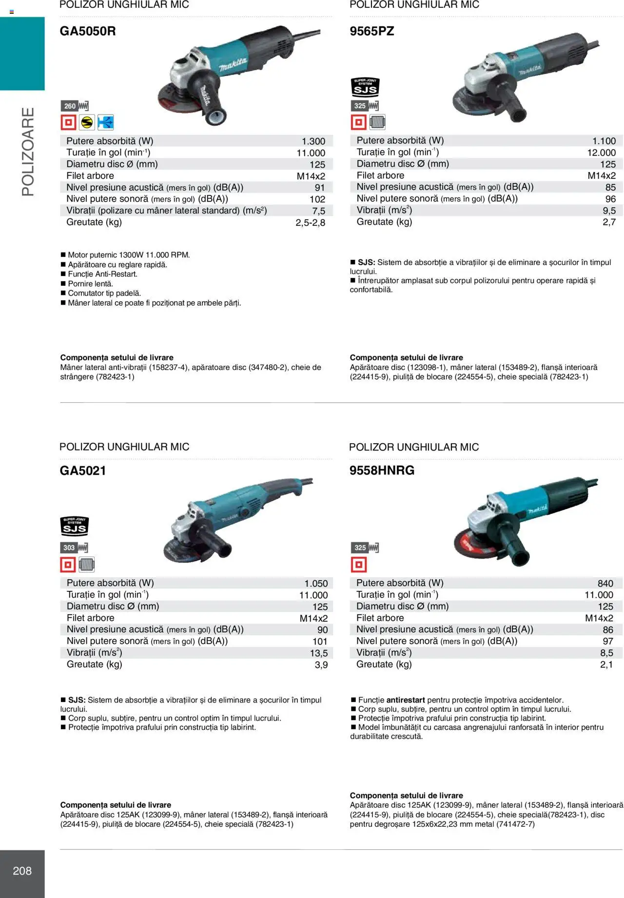 Noul catalog Makita – valabil de la 08.01.2025 | Pagină: 208 | Produse: Disc, Carcasă, Polizor, Mâner