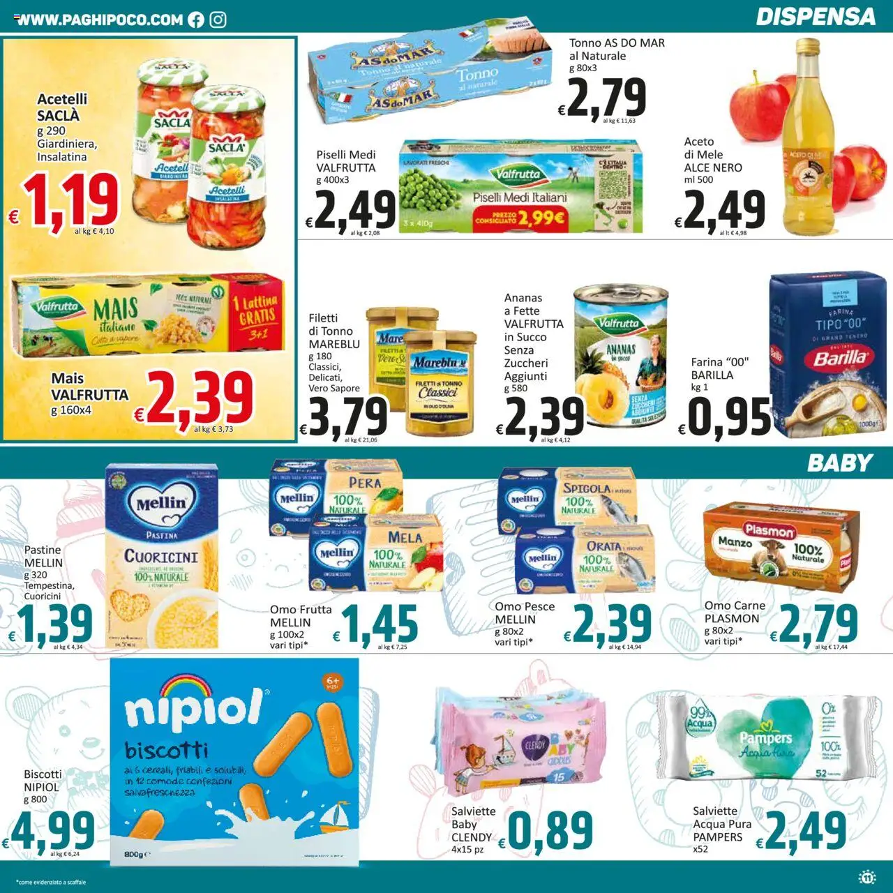 Volantino Paghi Poco del 19.08.2025 | Pagina: 11 | Prodotti: Succo, Orata, Tonno, Aceto