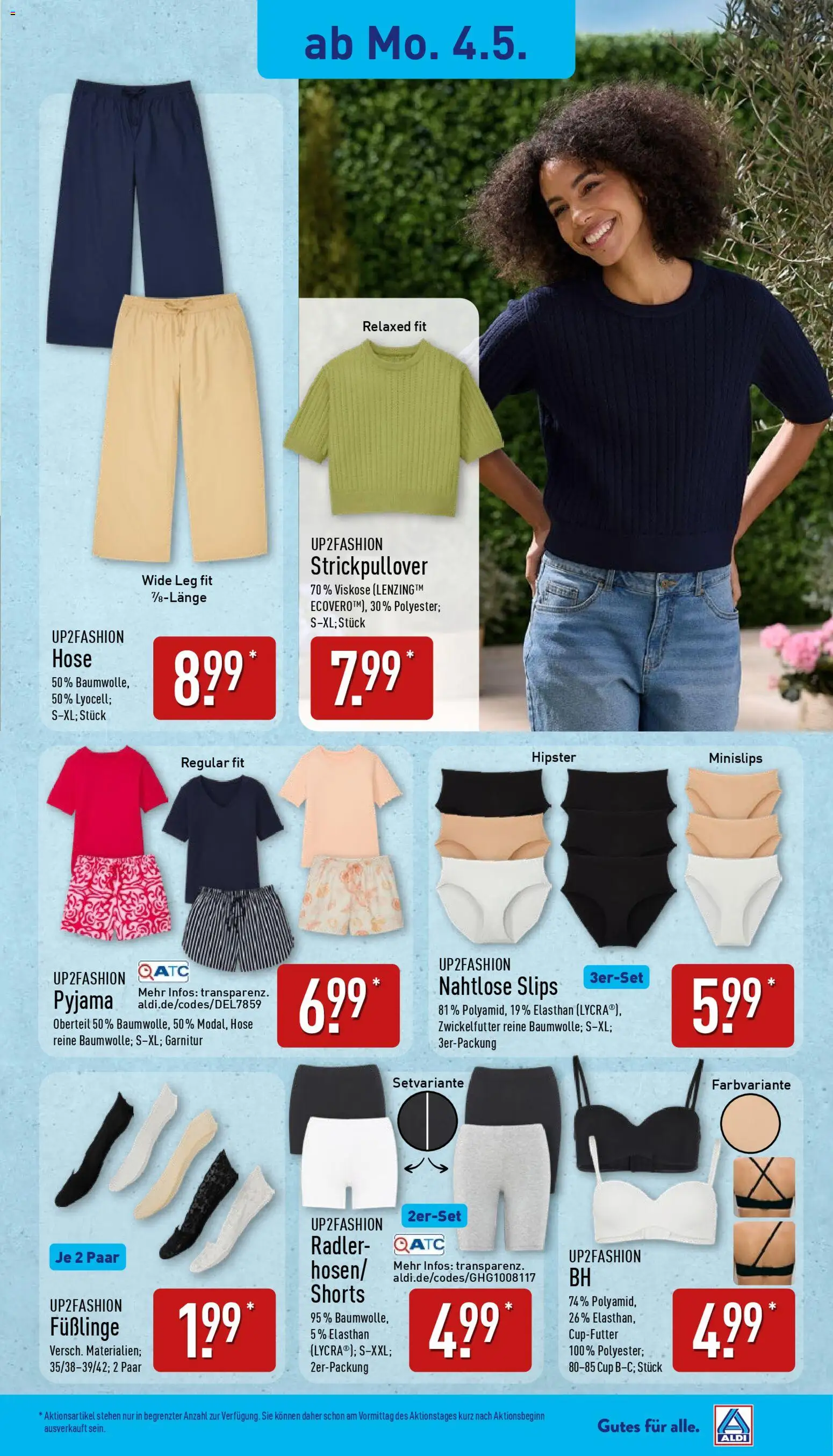 Aldi Ausblick – gültig ab 04.05.2026 | Seite: 8 | Produkte: Up2fashion, Radler, Hose, Pyjama