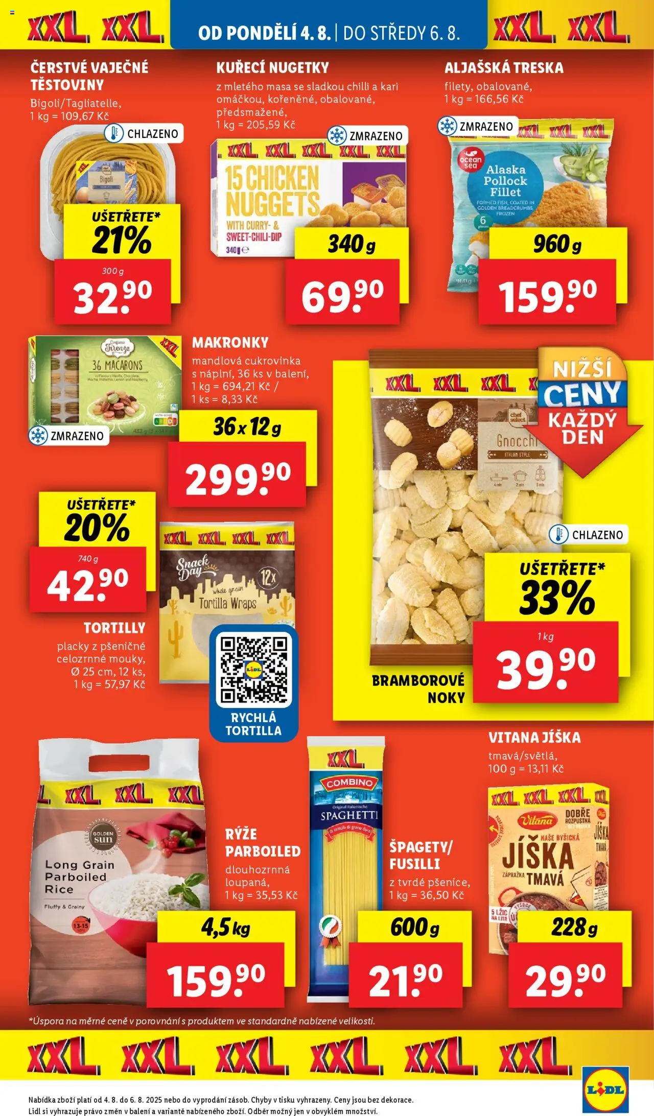 Lidl leták od 04.08.2025 | Strana: 15 | Produkty: Jíška, Treska, Kuřecí nugetky, Tortilla