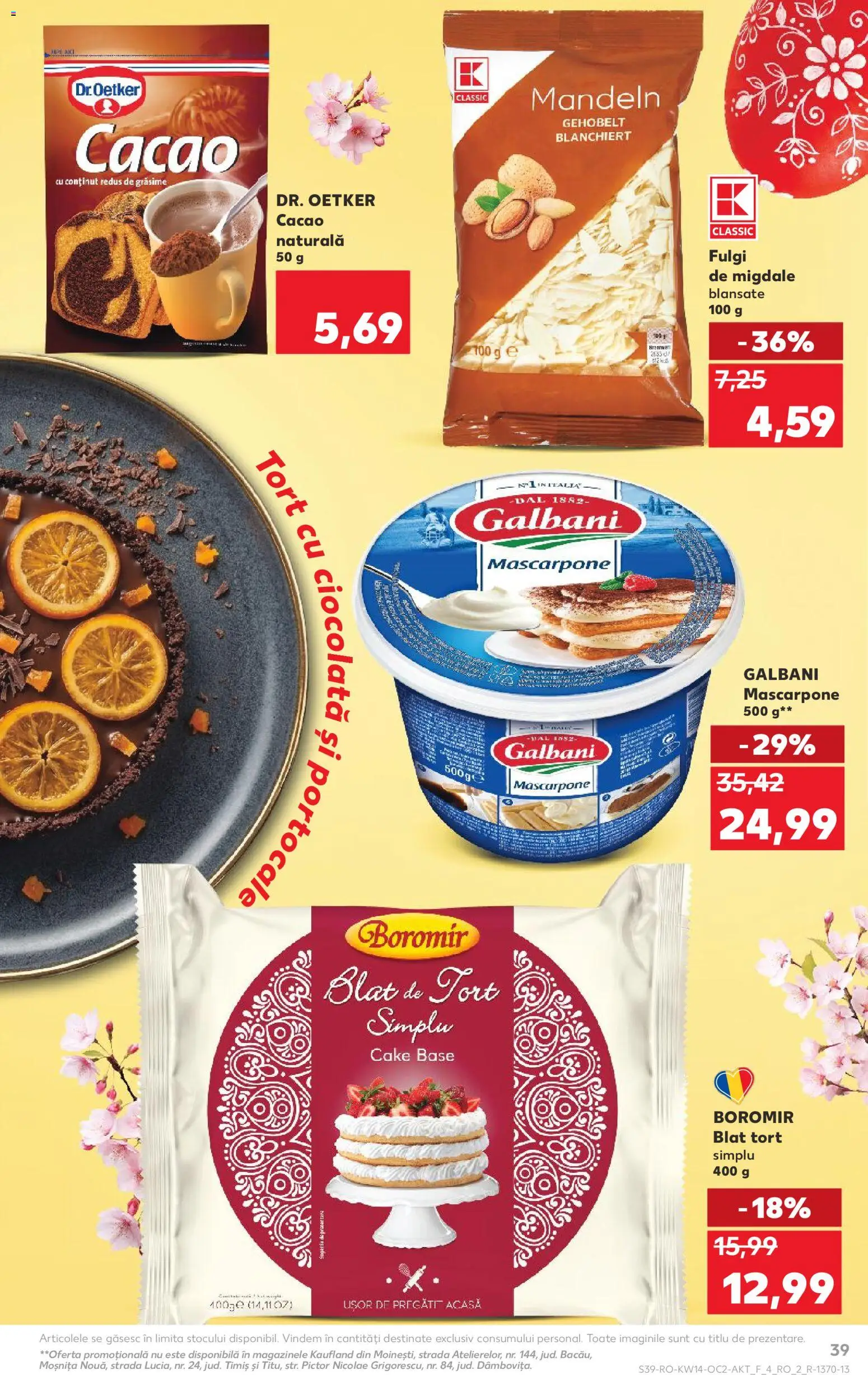 Noul catalog Kaufland – valabil de la 01.04.2026 | Pagină: 39 | Produse: Migdale, Portocale, Mascarpone, Fulgi