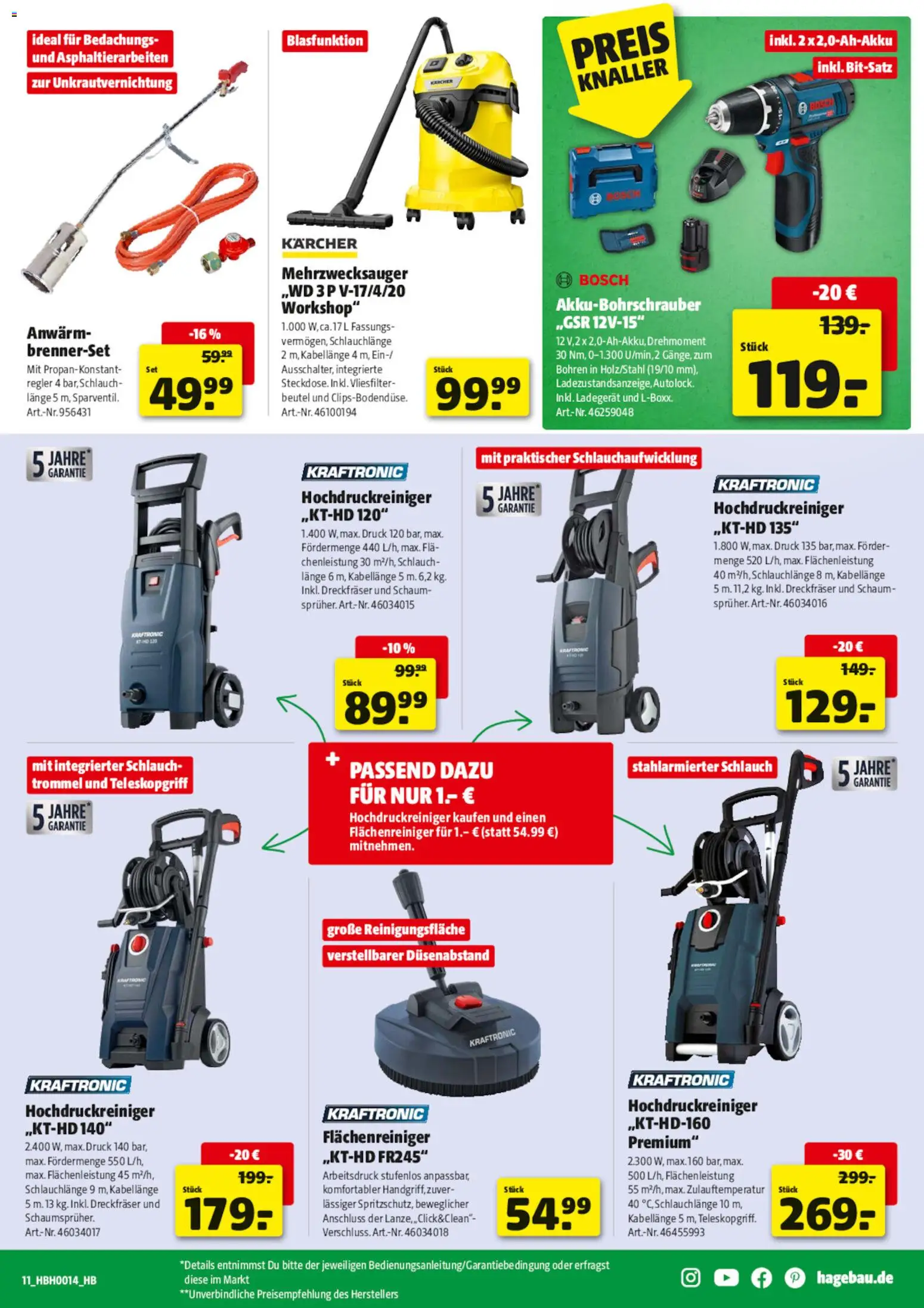 Hagebau Prospekt 	 – gültig ab 28.03.2026 | Seite: 11 | Produkte: Bosch, Hochdruckreiniger, Ladegerät