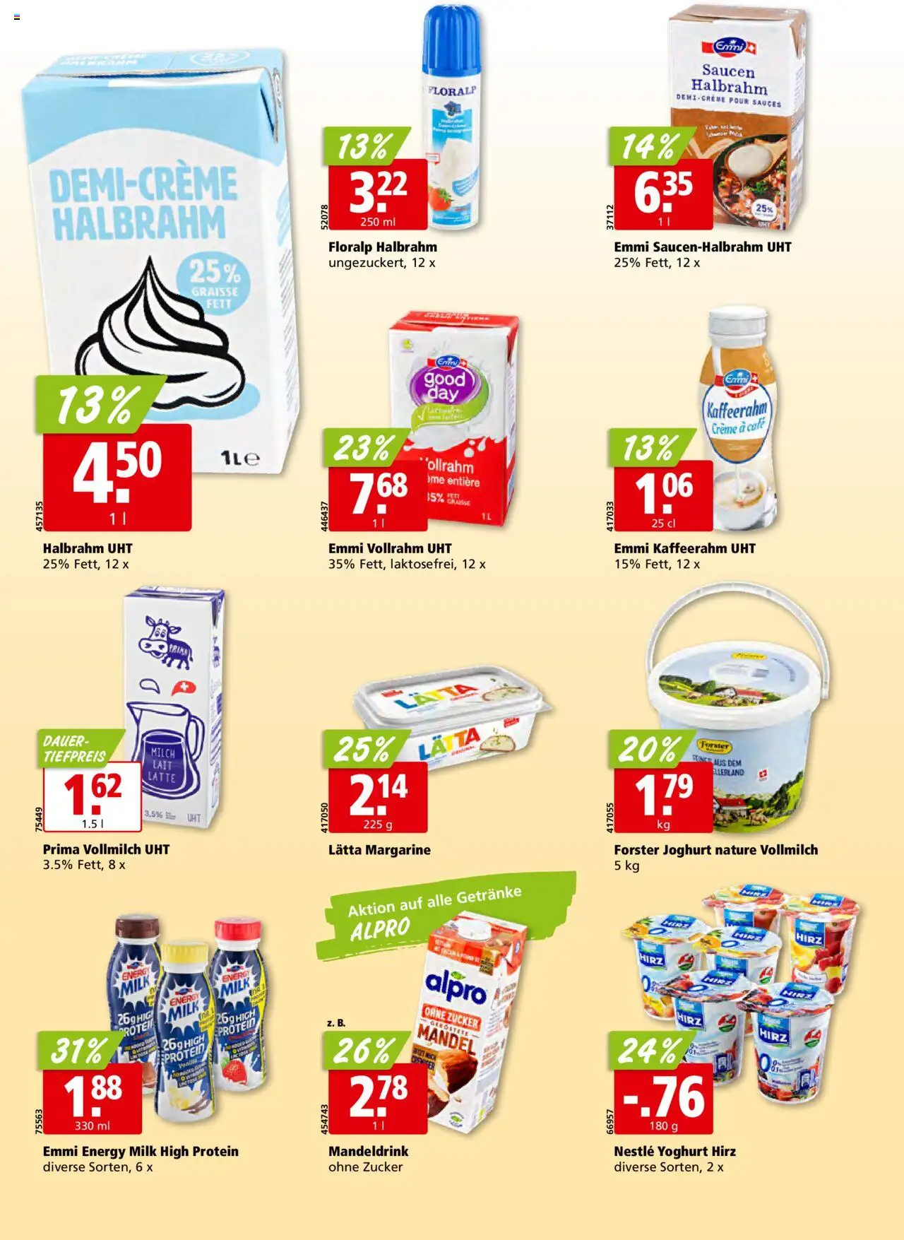 Aligro Aktionen Schlieren, Gossau SG, Frauenfeld, Rapperswil-Jona, Sargans, Bern, Brüttisellen, Pratteln, Emmen, Spreitenbach ab 11.08.2025 | Seite: 14 | Produkte: Milch, Joghurt, Zucker, Creme