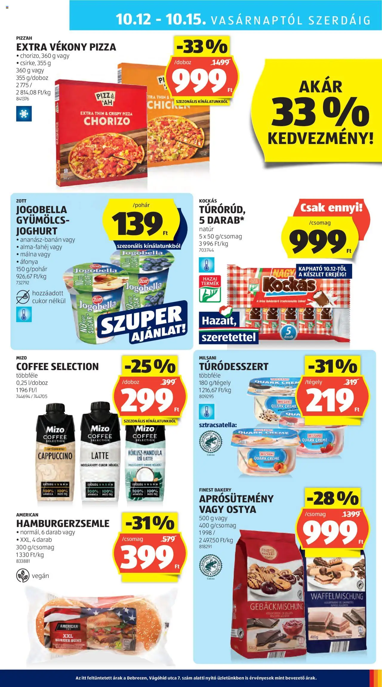 Aldi akciós ujság - amely érvényes a következő dátumtól: 09.10.2025 | Oldal: 27 | Termékek: Áfonya, Hamburgerzsemle, Tej, Pizza