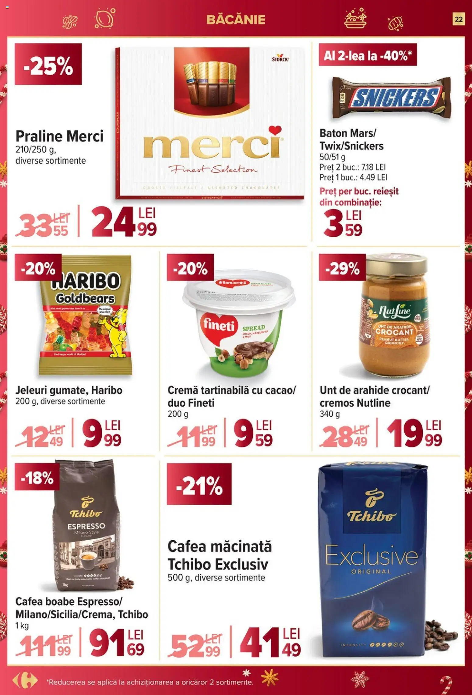 Noul catalog Carrefour – valabil de la 17.12.2025 | Pagină: 22 | Produse: Arahide, Praline, Cremă, Cafea