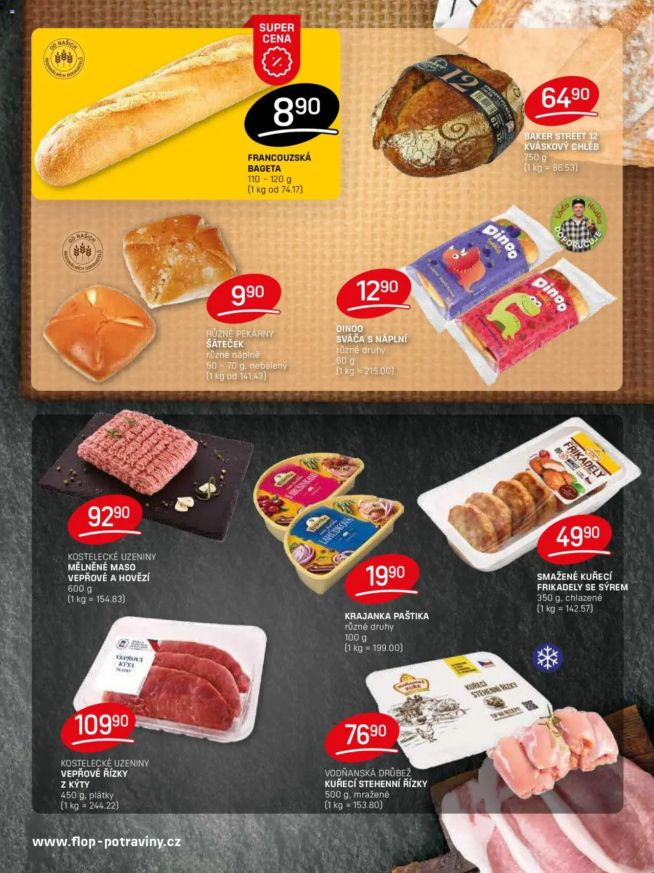 Flop leták od 01.10.2025 | Strana: 3 | Produkty: Vepřové řízky, Uzeniny, Bageta, Paštika