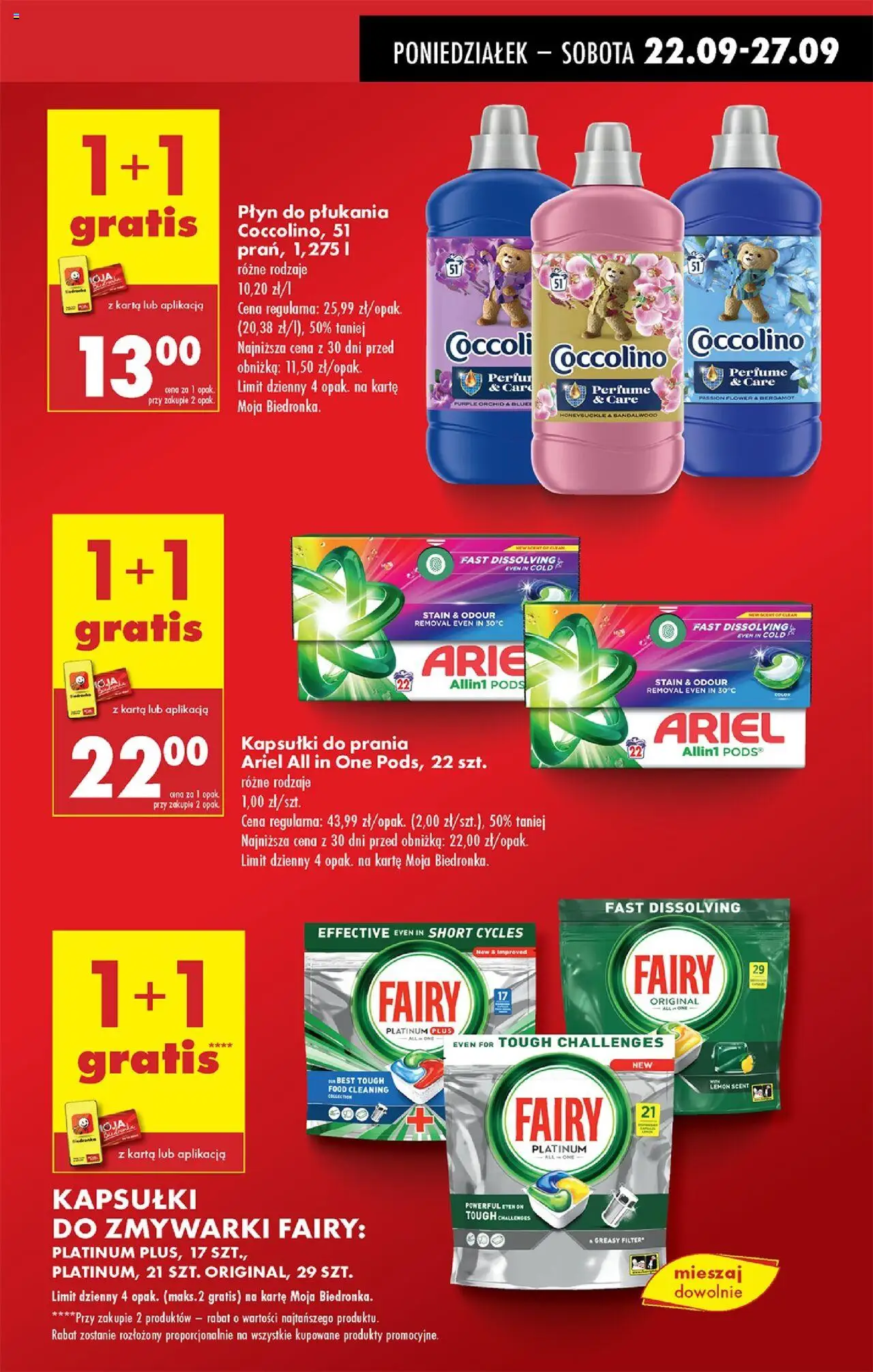 Biedronka gazetka od 22.09.2025 | Strona: 11 | Produkty: Ariel, Fairy, Detergent, Kapsułki do zmywarki