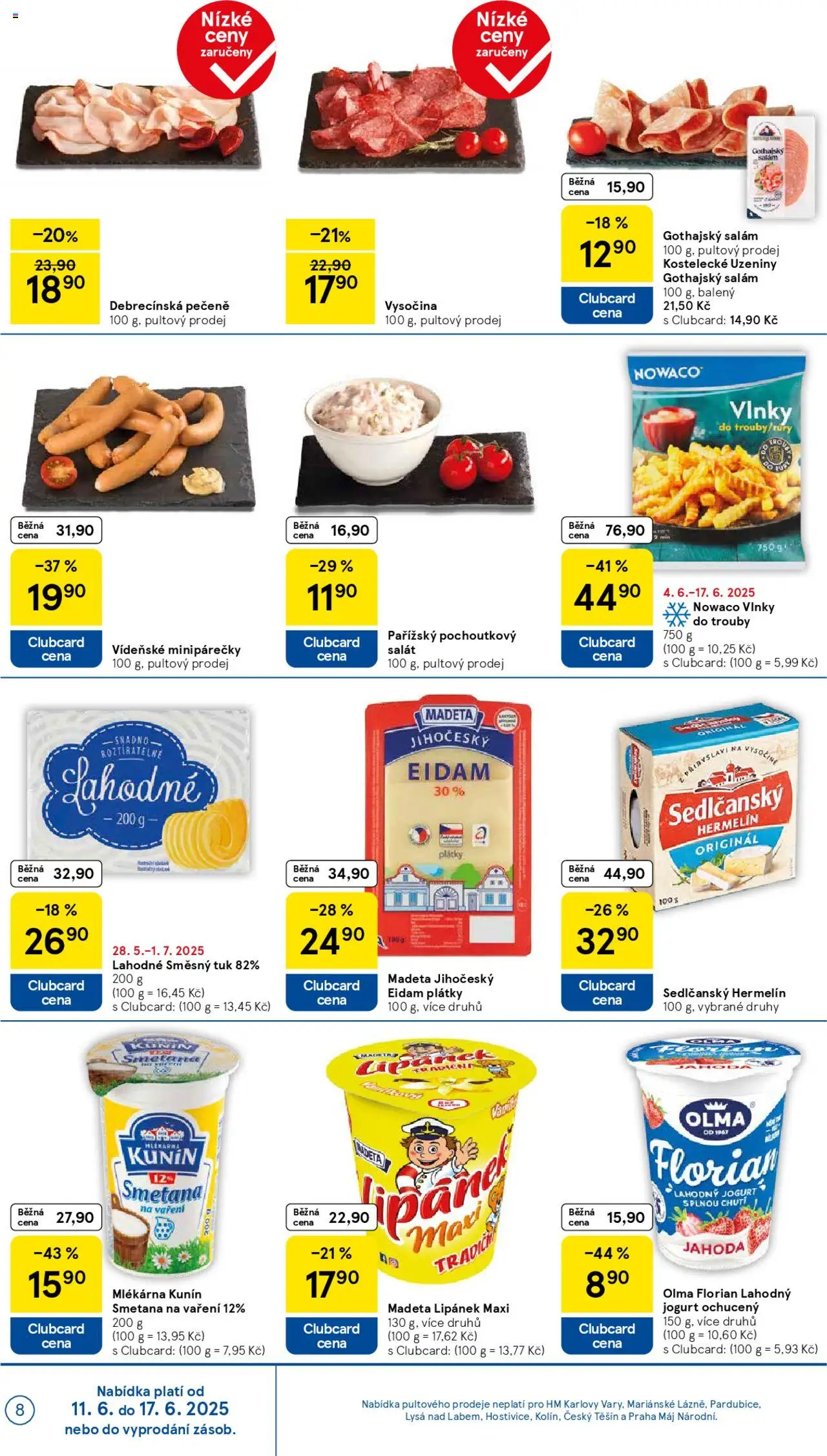 Tesco leták - Hypermarket od 11.06.2025 | Strana: 8 | Produkty: Lipánek, Salát, Uzeniny, Eidam
