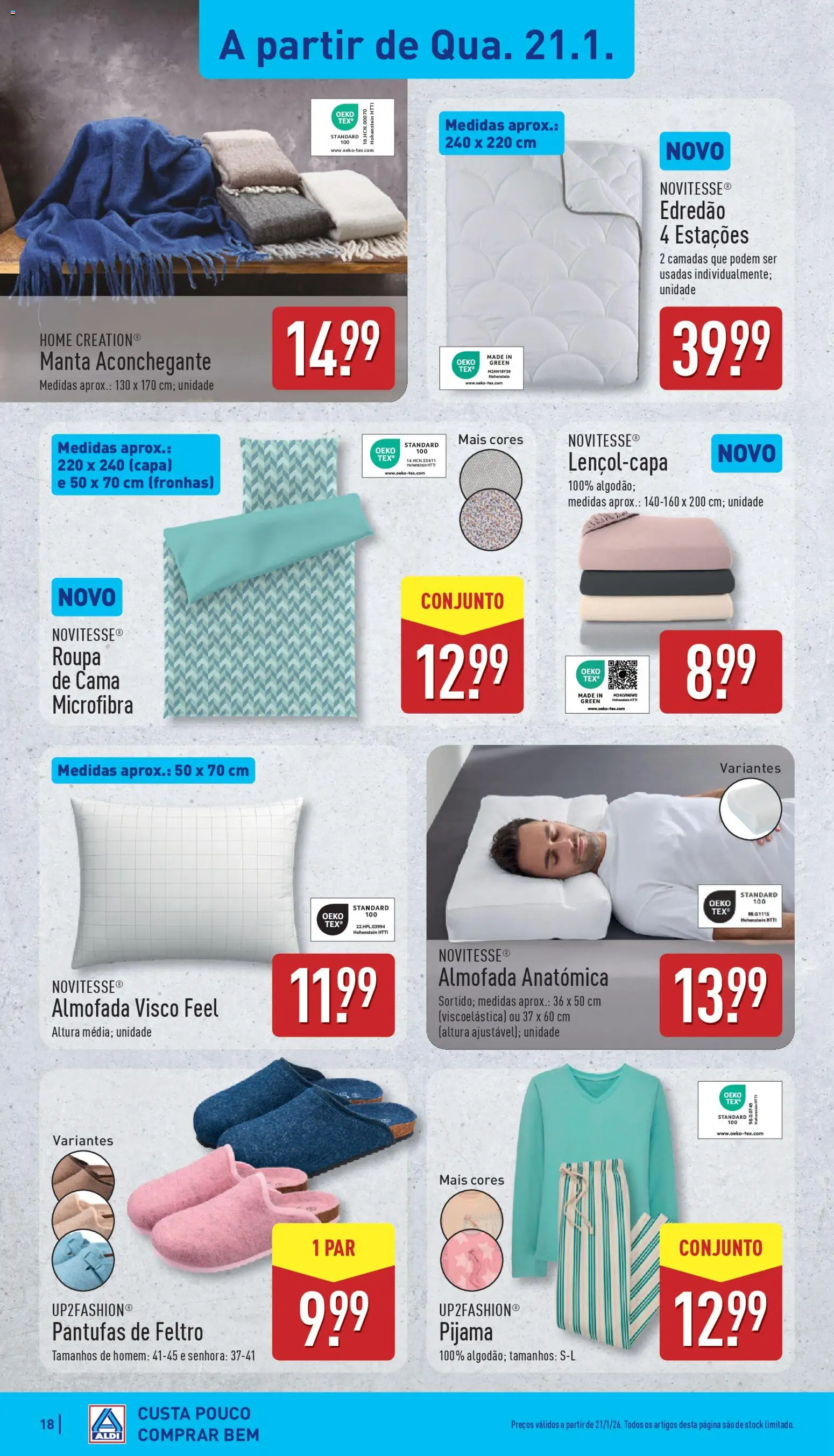 Aldi folheto │ válido de 19.01.2026 | Página: 18 | Produtos: Cama, Almofada