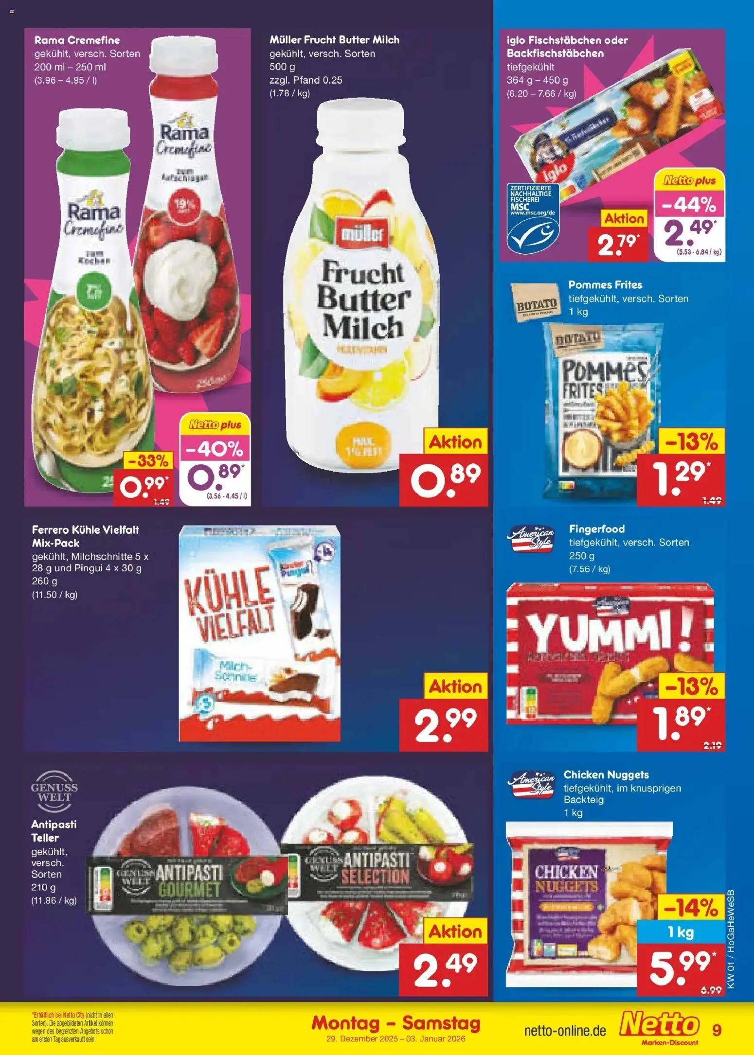 Netto Marken-Discount prospekt Hamburg	 – gültig ab 28.12.2025 | Seite: 9 | Produkte: Butter, Iglo, Pommes, Pommes frites
