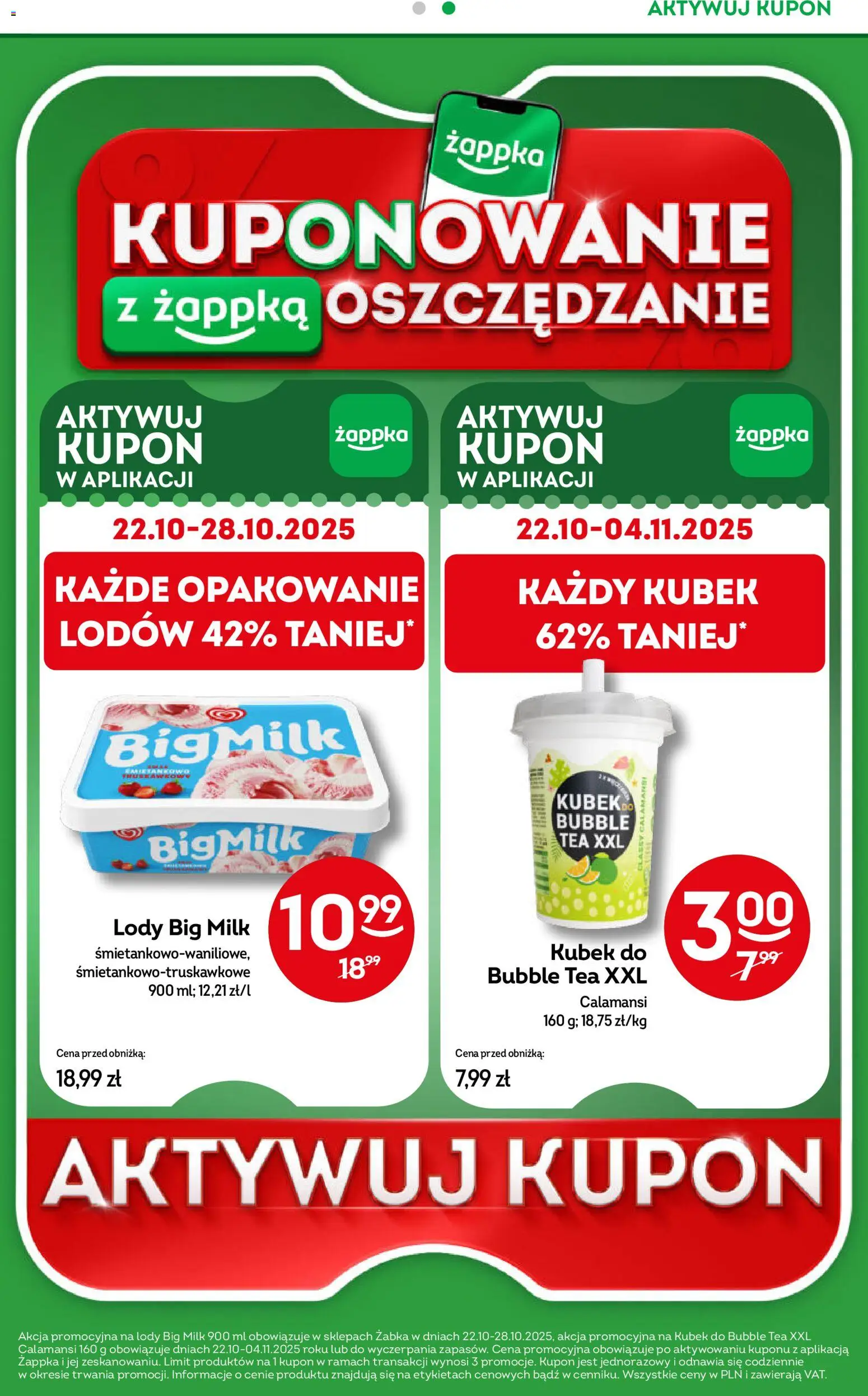 Żabka Gazetka od 22.10.2025 | Strona: 31 | Produkty: Big Milk, Lody