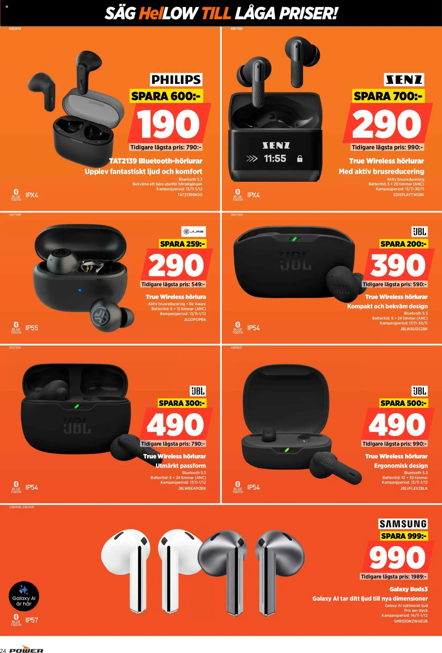 Power reklamblad aktuell från 24.11.2025 | Sida: 24 | Produkter: Såg, Hörlurar