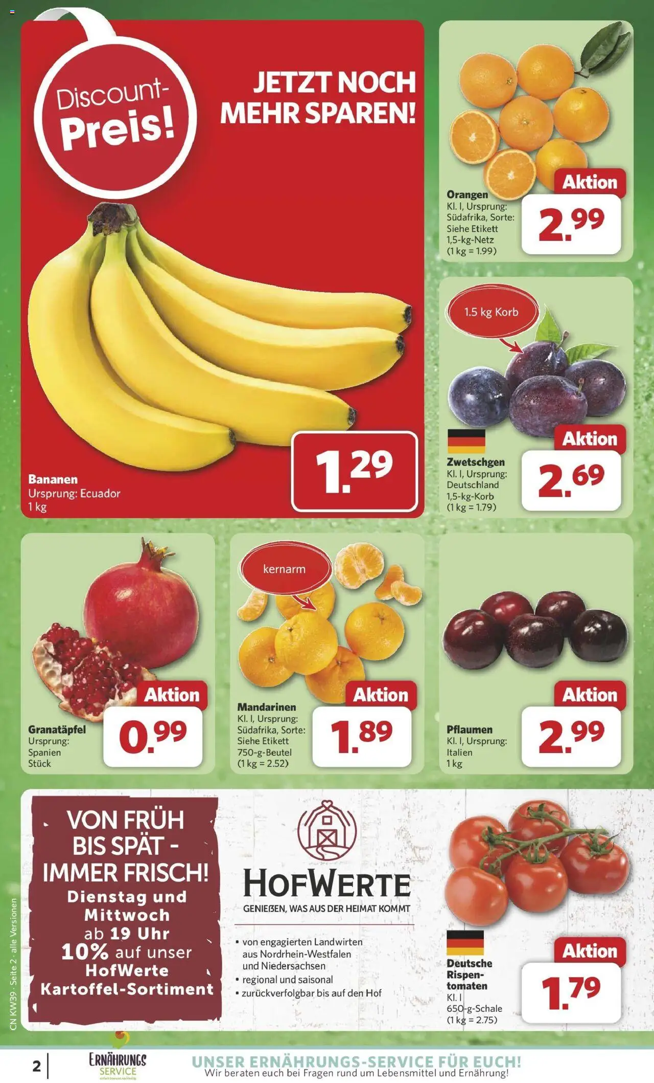 Combi Prospekt Wardenburg	 – gültig ab 21.09.2025 | Seite: 2 | Produkte: Pflaumen, Bananen, Orangen, Zwetschgen
