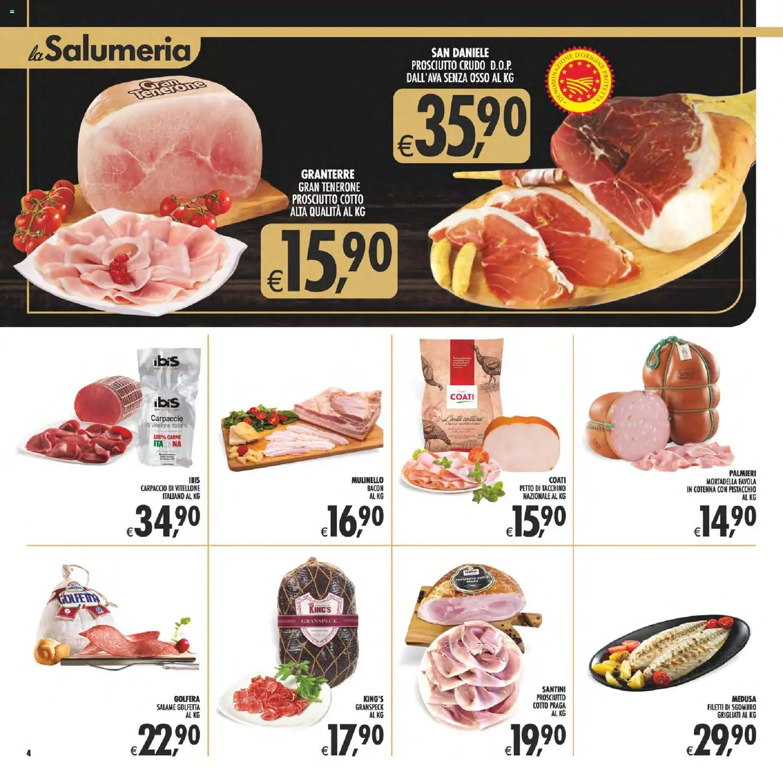 Volantino Decò del 17.03.2026 | Pagina: 4 | Prodotti: Prosciutto Cotto, Salame, Tacchino, Mortadella