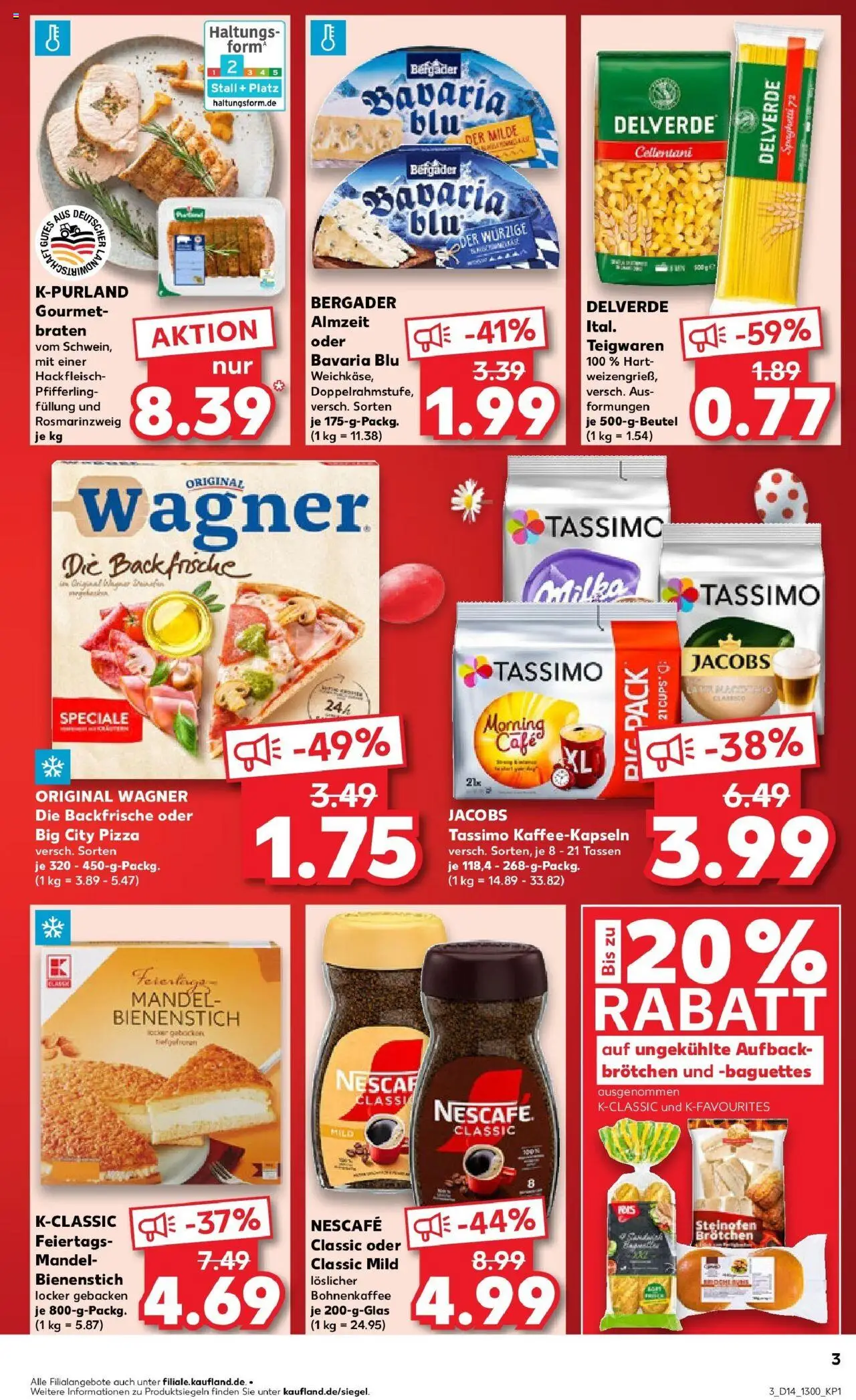 Kaufland - Nürnberg, Fürther Straße 187 - gültig ab dem 03.04.2025 | Seite: 3 | Produkte: Nescafe, Pizza, Tassimo, Hackfleisch