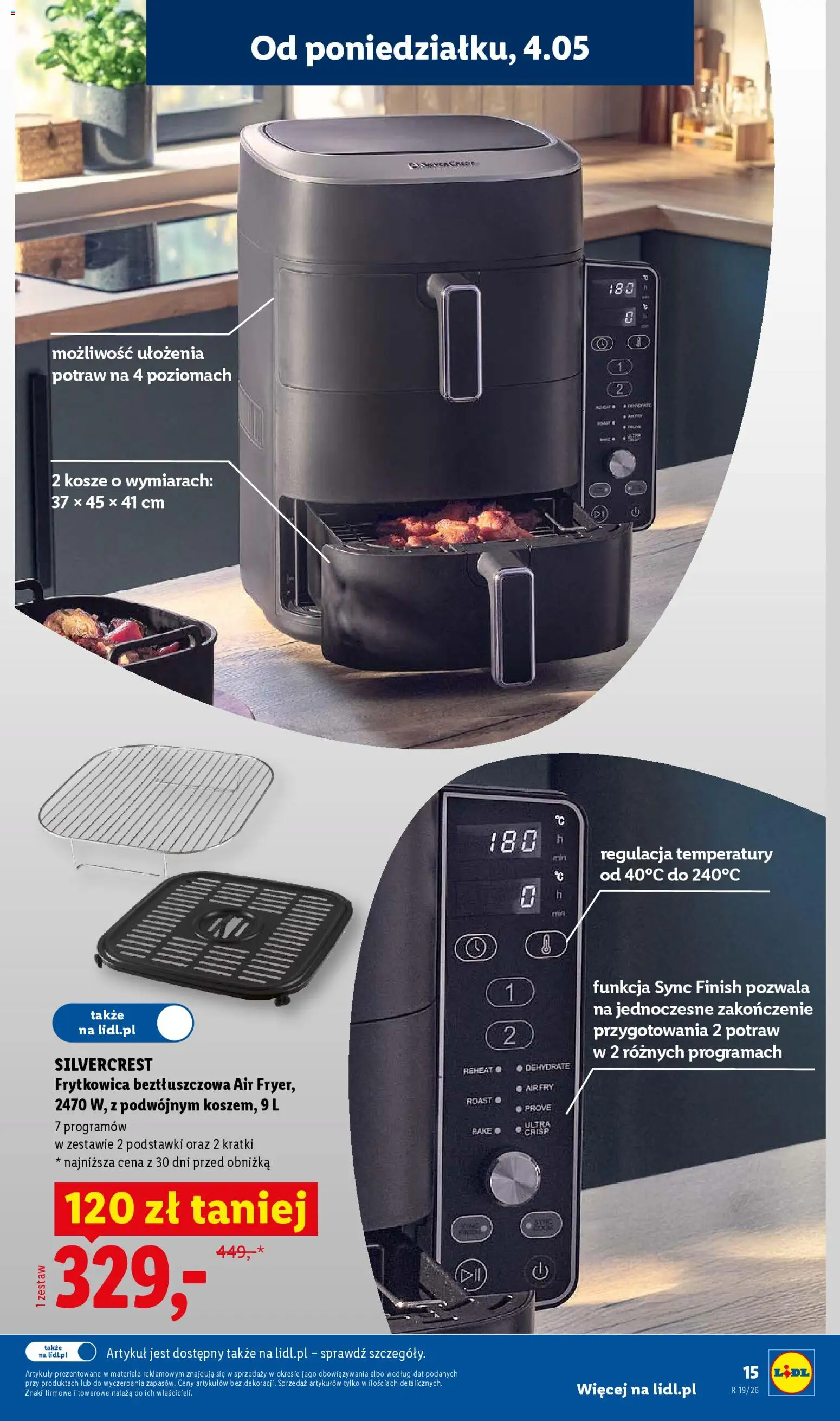 Lidl Katalog od 04.05.2026 | Strona: 15 | Produkty: Frytkownica, Frytkownica beztłuszczowa, Finish