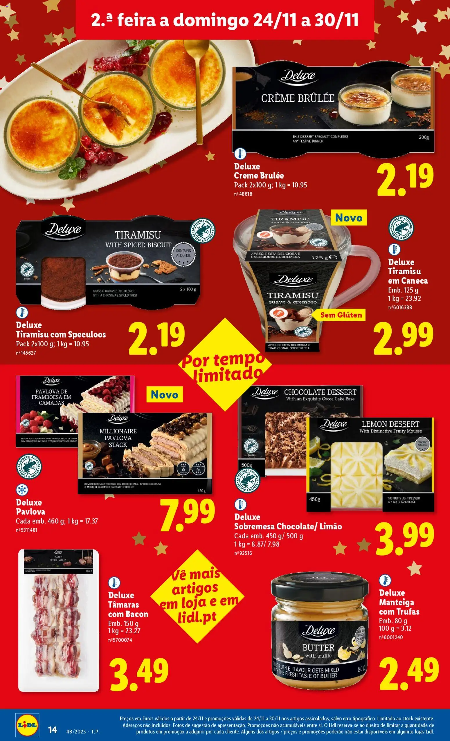 Lidl Black Friday │ válido de 24.11.2025 | Página: 14 | Produtos: Framboesas, Manteiga, Tâmaras, Chocolate
