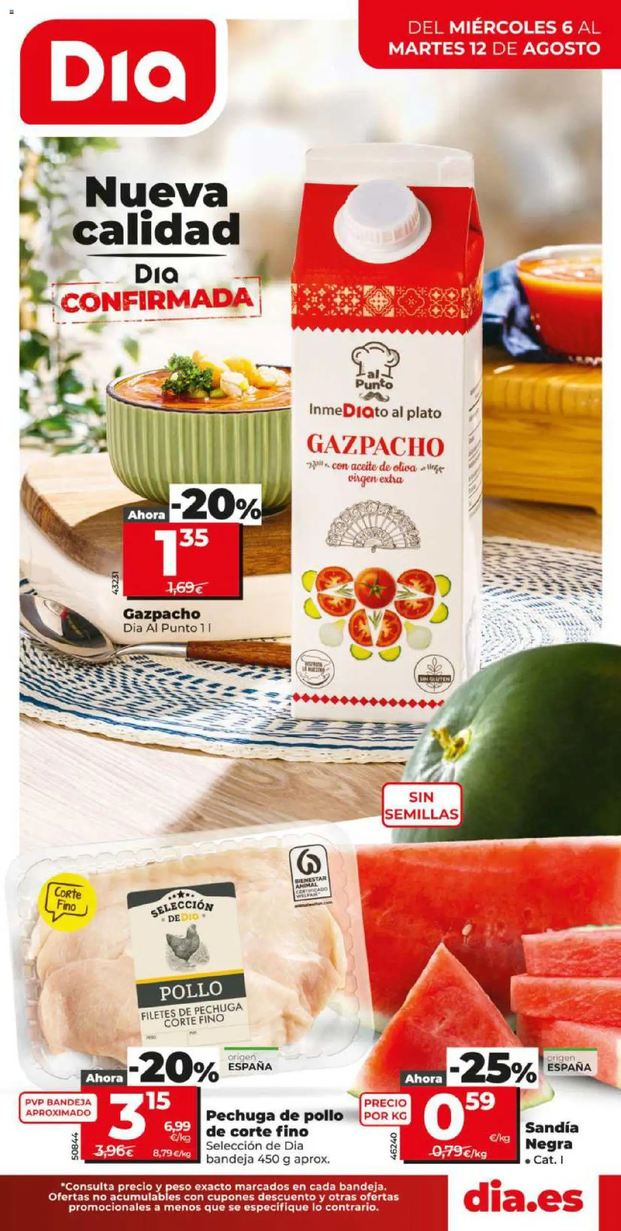 Dia - folleto Market │ válido desde el 06.08.2025 | Página: 1 | Productos: Aceite, Aceite de oliva virgen extra, Gazpacho, Sandía