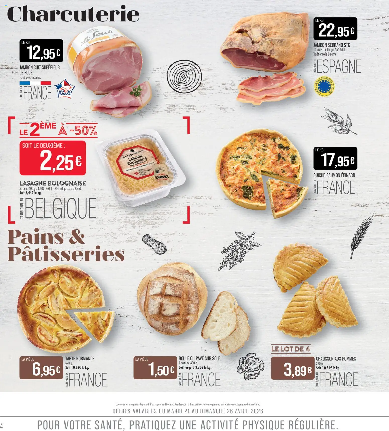{H1} | Page: 4 | Produits: Jambon serrano, Jambon, Pommes, Saumon