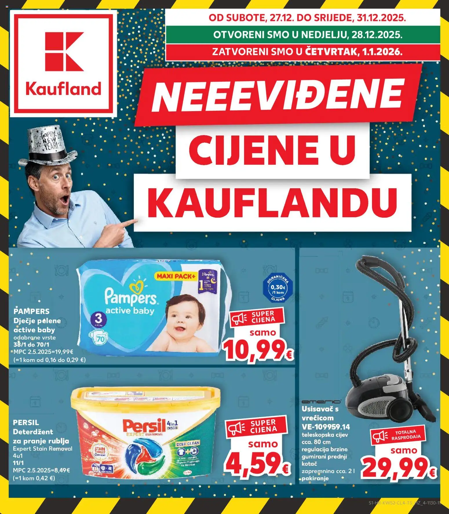 Kaufland katalog | vrijedi od 27.12.2025 | Stranica: 1 | Proizvodi: Usisavač, Deterdžent za pranje rublja, Deterdžent, Persil