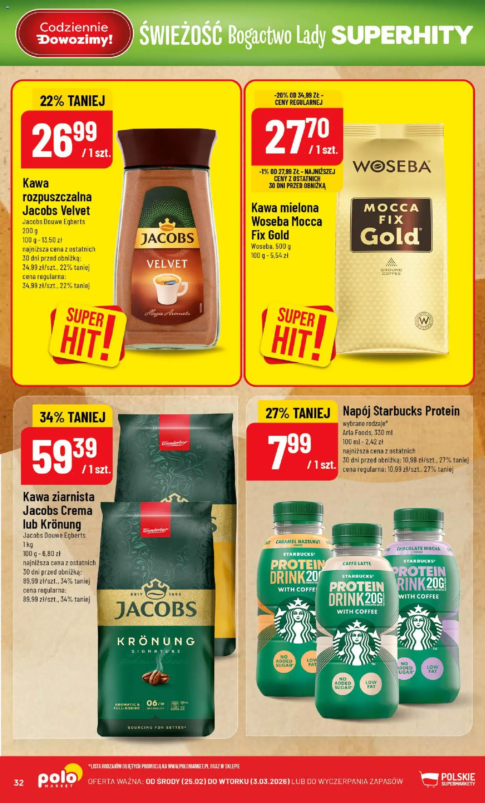 POLOmarket Gazetka od 25.02.2026 | Strona: 32 | Produkty: Kawa ziarnista, Kawa