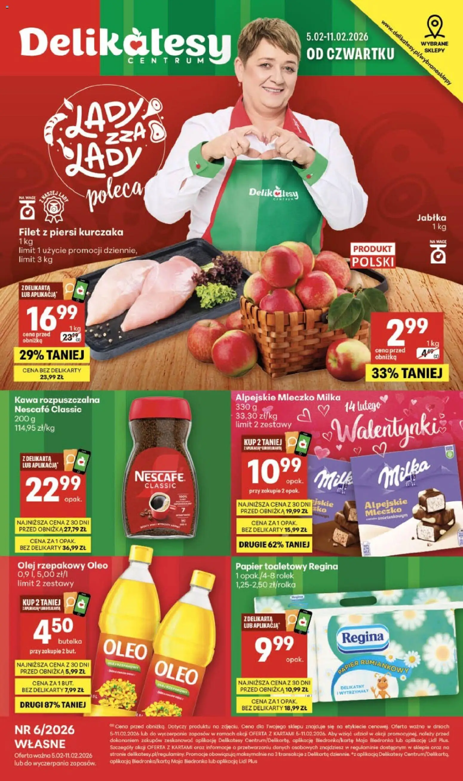 Delikatesy Centrum Gazetka - Sklepy Własne od 05.02.2026 | Strona: 1 | Produkty: Piersi, Nescafe, Delikatesy, Jabłka